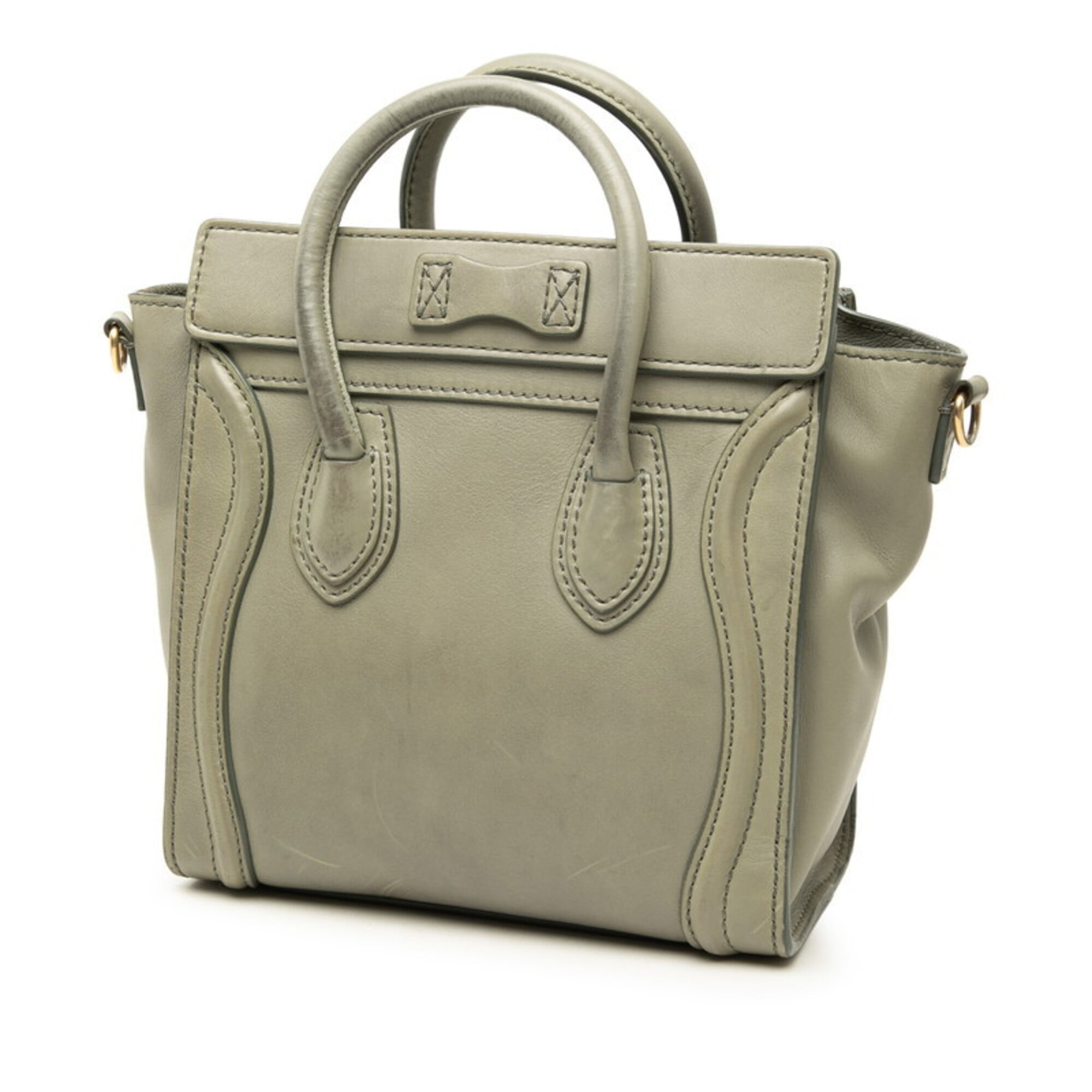 Celine Green Khaki Leather Handbag Shoulder Bag (Pre-Owned)
