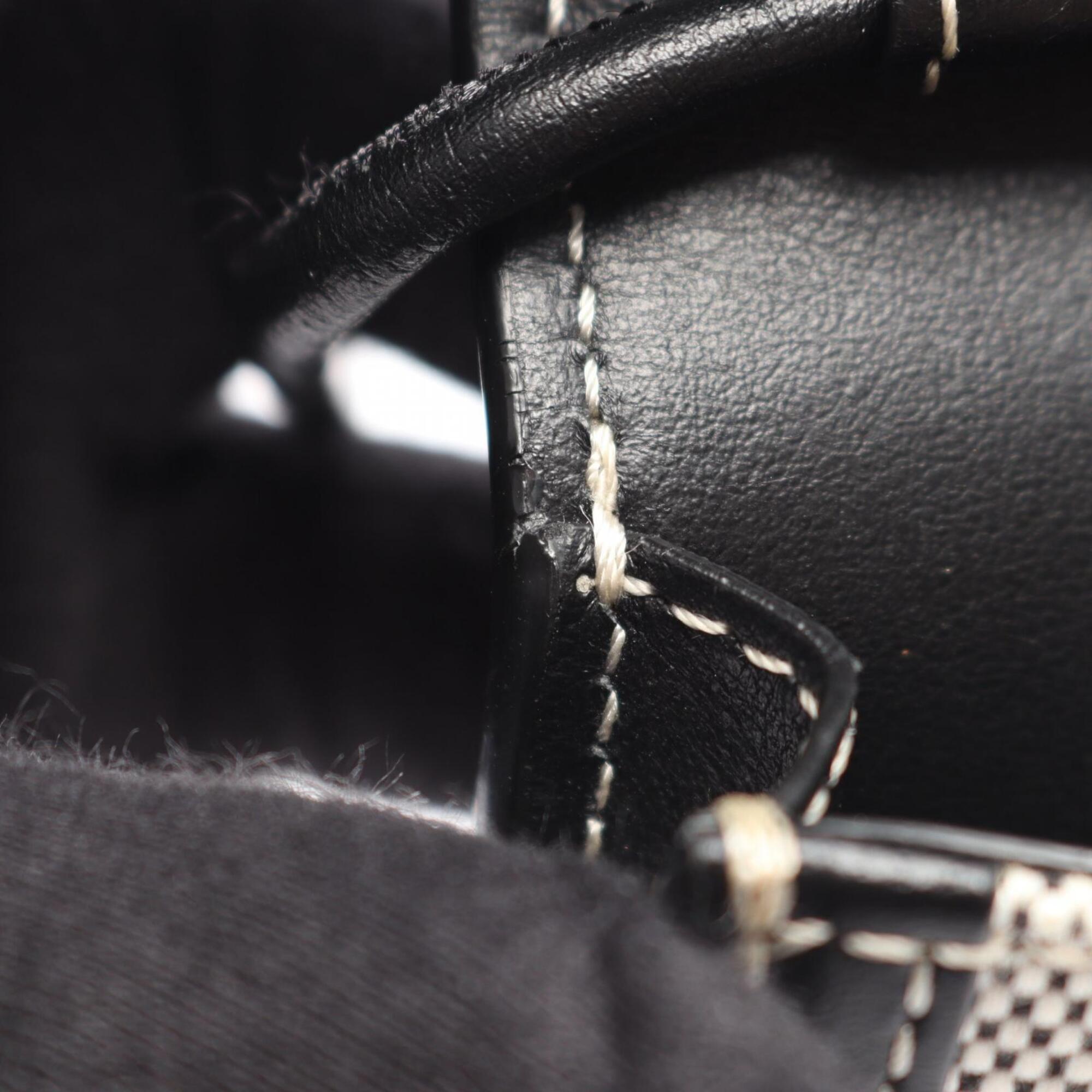 Burberry Black Gray Canvas Leather Handbag Shoulder Bag (Pre-Owned)