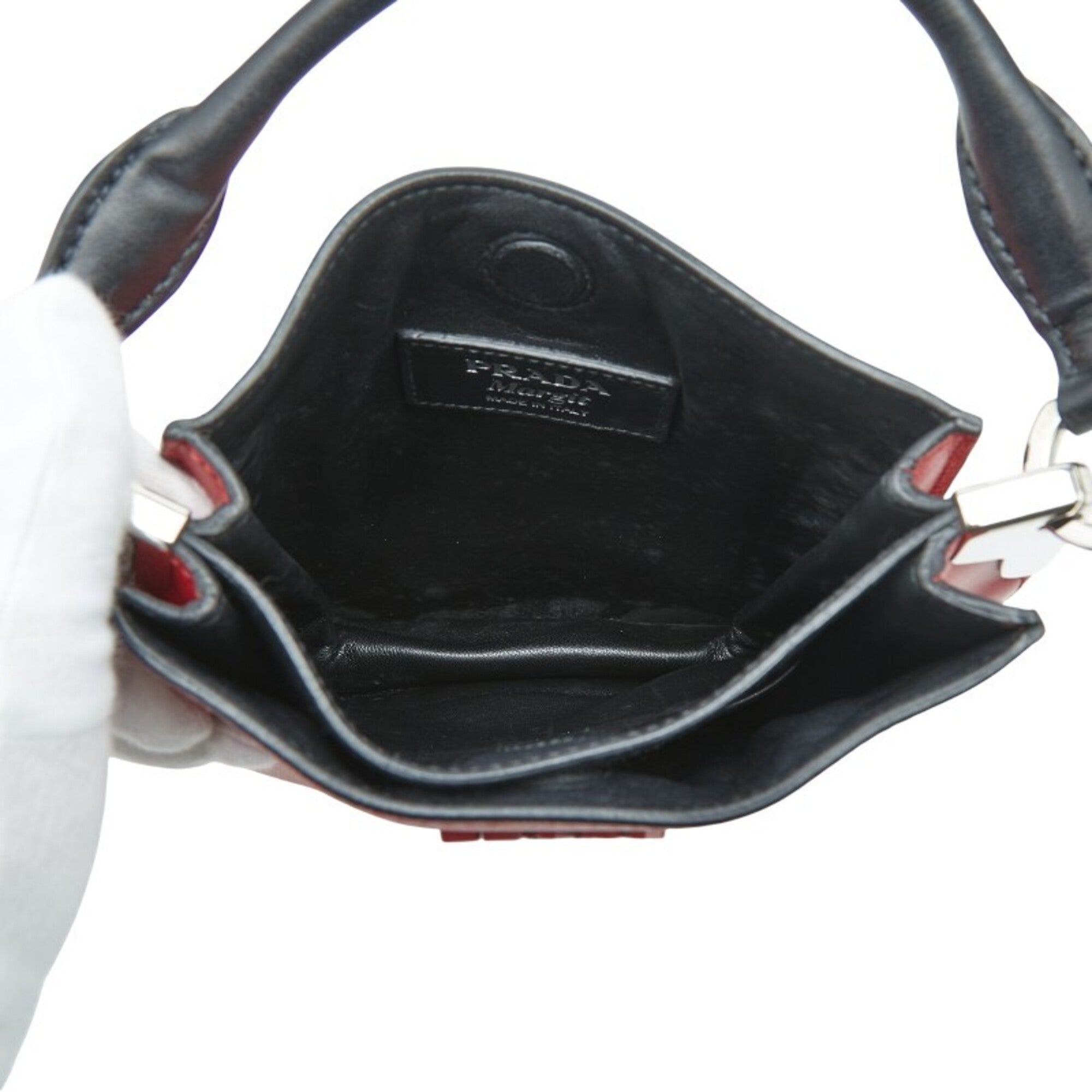 Prada Red Color Leather Handbag Shoulder Bag (Pre-Owned)