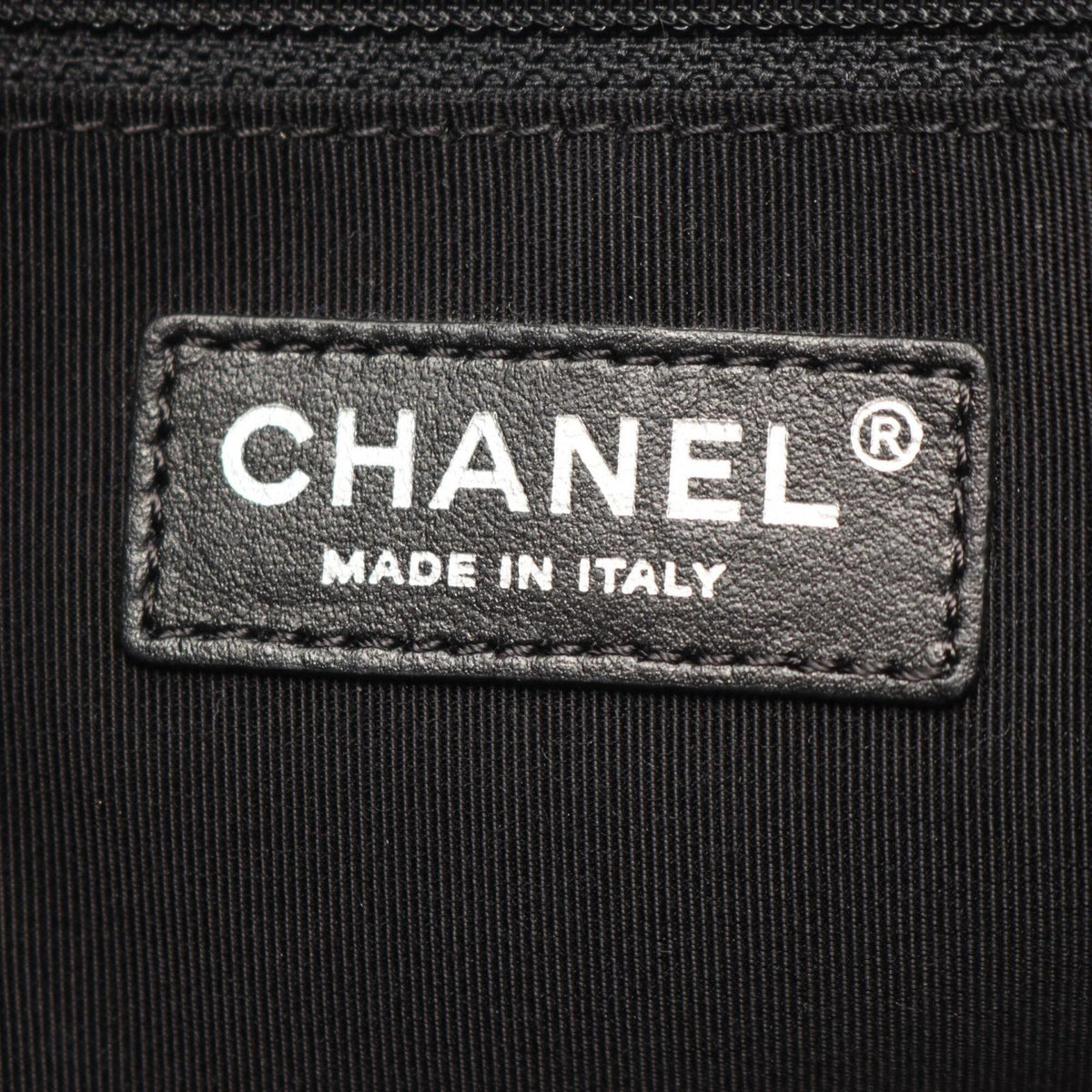 Chanel Black Navy Denim Leather Handbag Tote Bag (Pre-Owned)