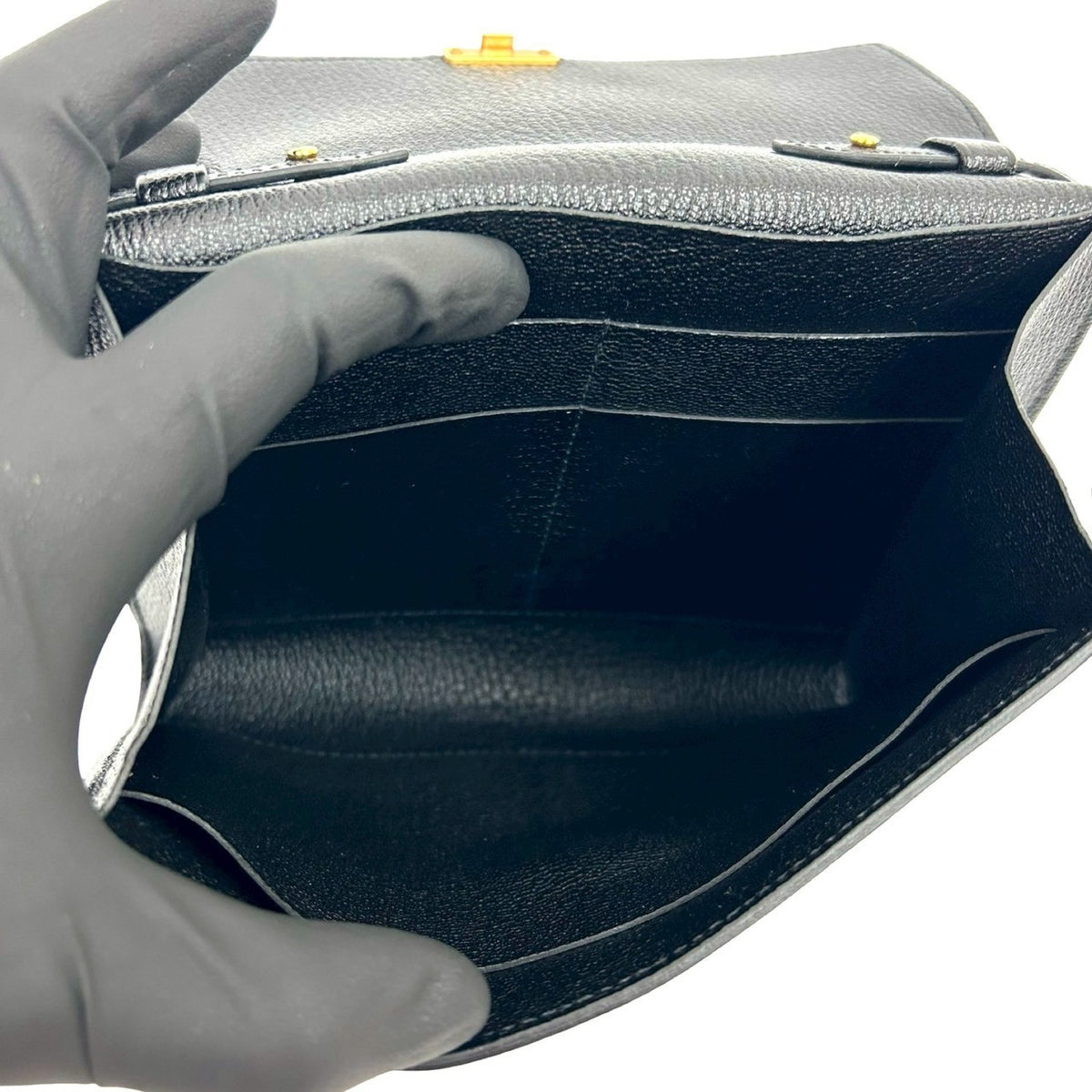 Hermes Black Chevre Leather Pochette Shoulder Bag (Pre-Owned)