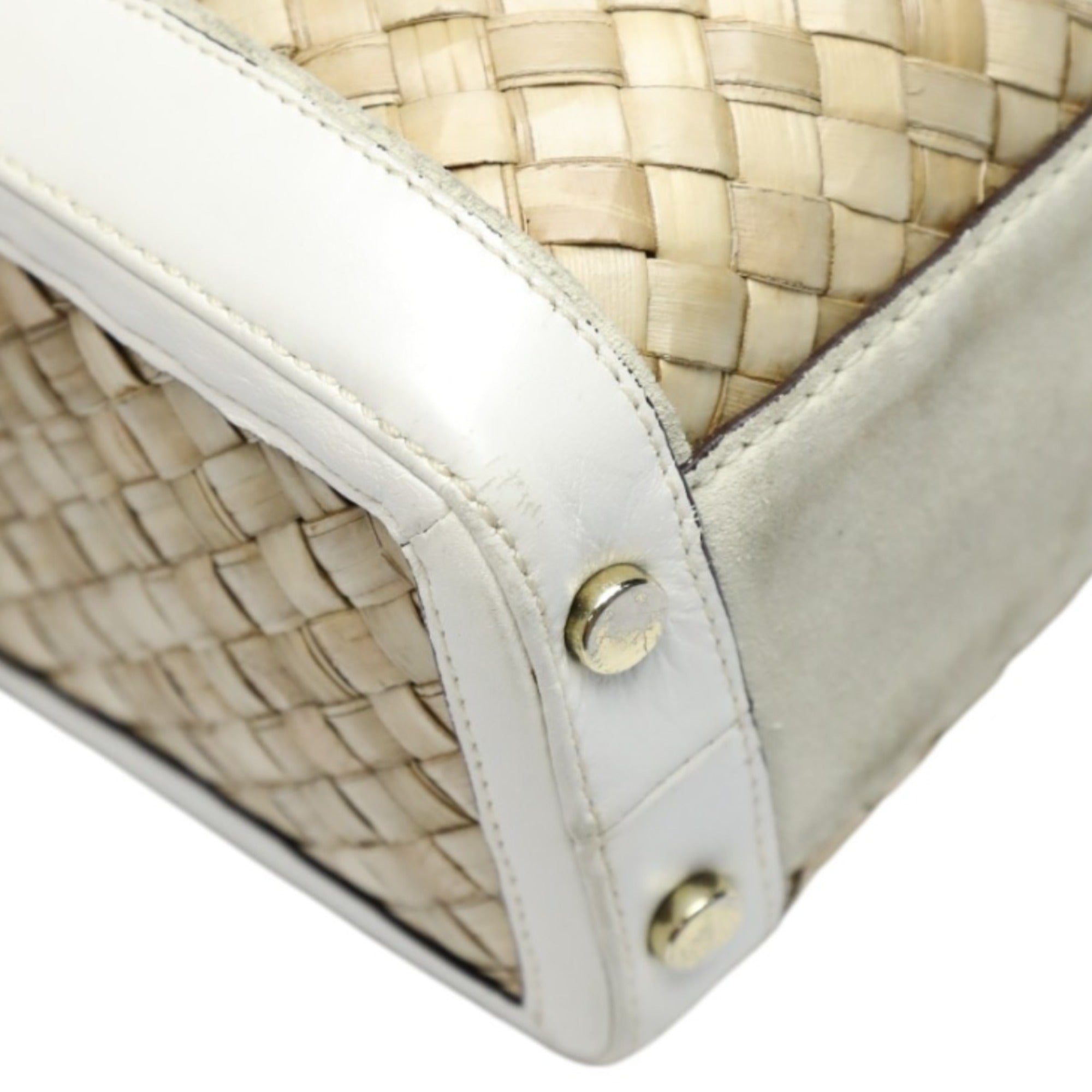 Coach White Leather Handbag Tote Bag (Pre-Owned)
