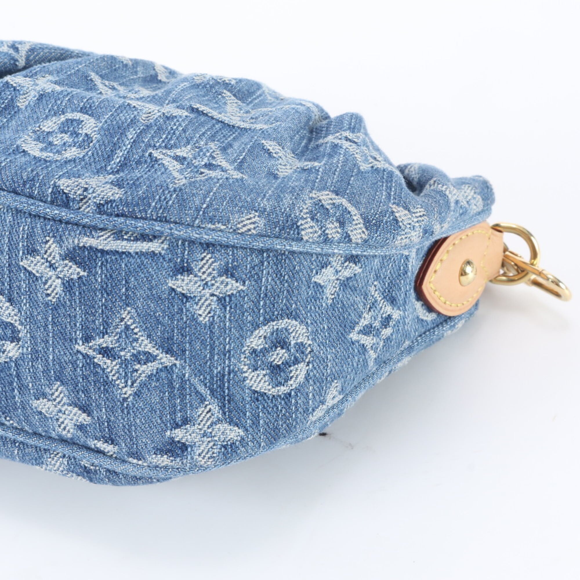 Louis Vuitton Blue Leather Canvas Handbag Pochette Shoulder Bag (Pre-Owned)
