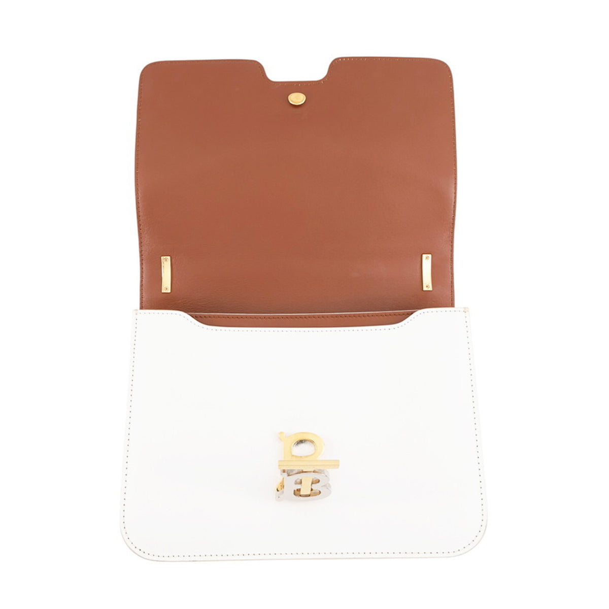Burberry Brown White Suede Leather Shoulder Bag (Pre-Owned)