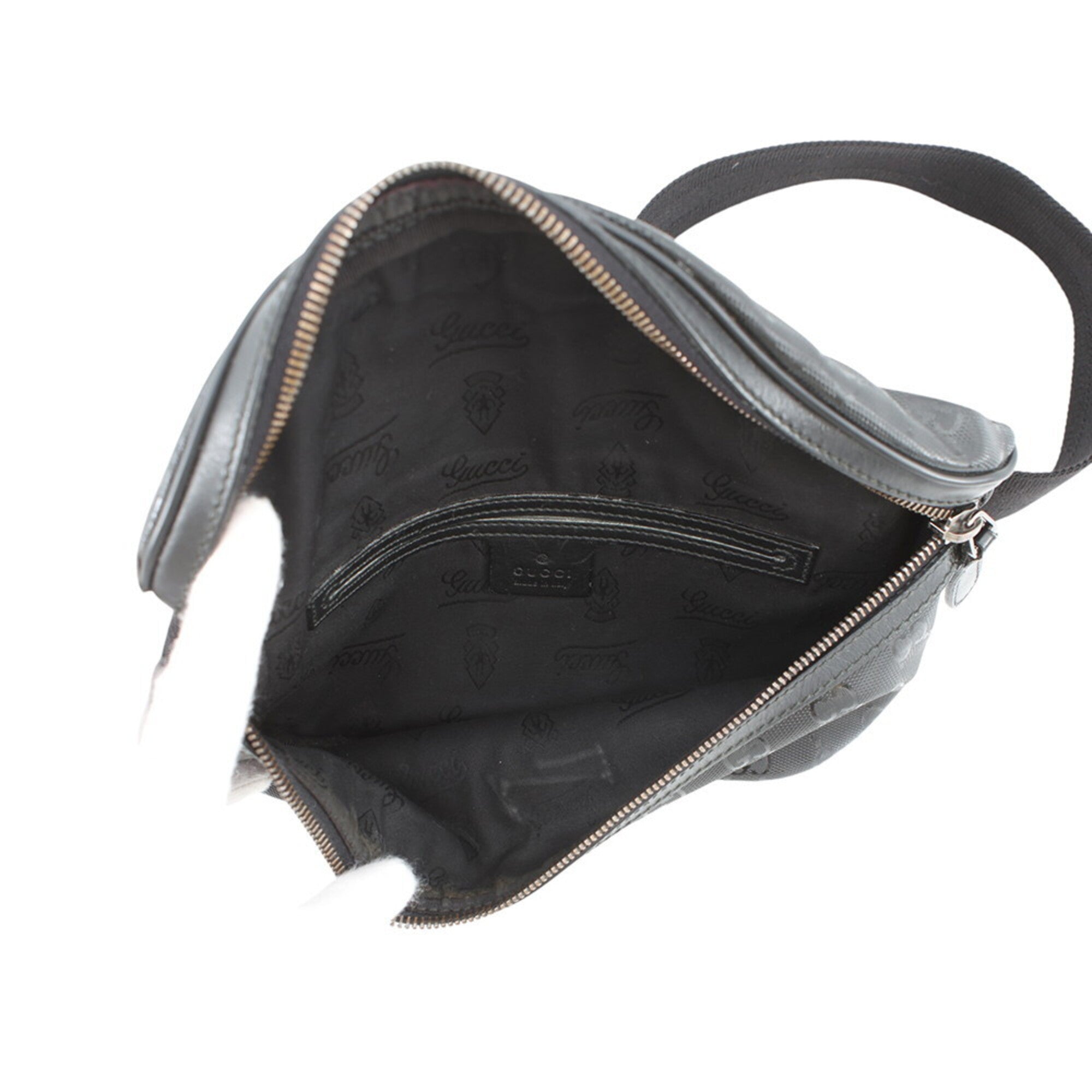 Gucci Gg Imprimé Black Gg Imprimé Leather Handbag Sling Bag (Pre-Owned)