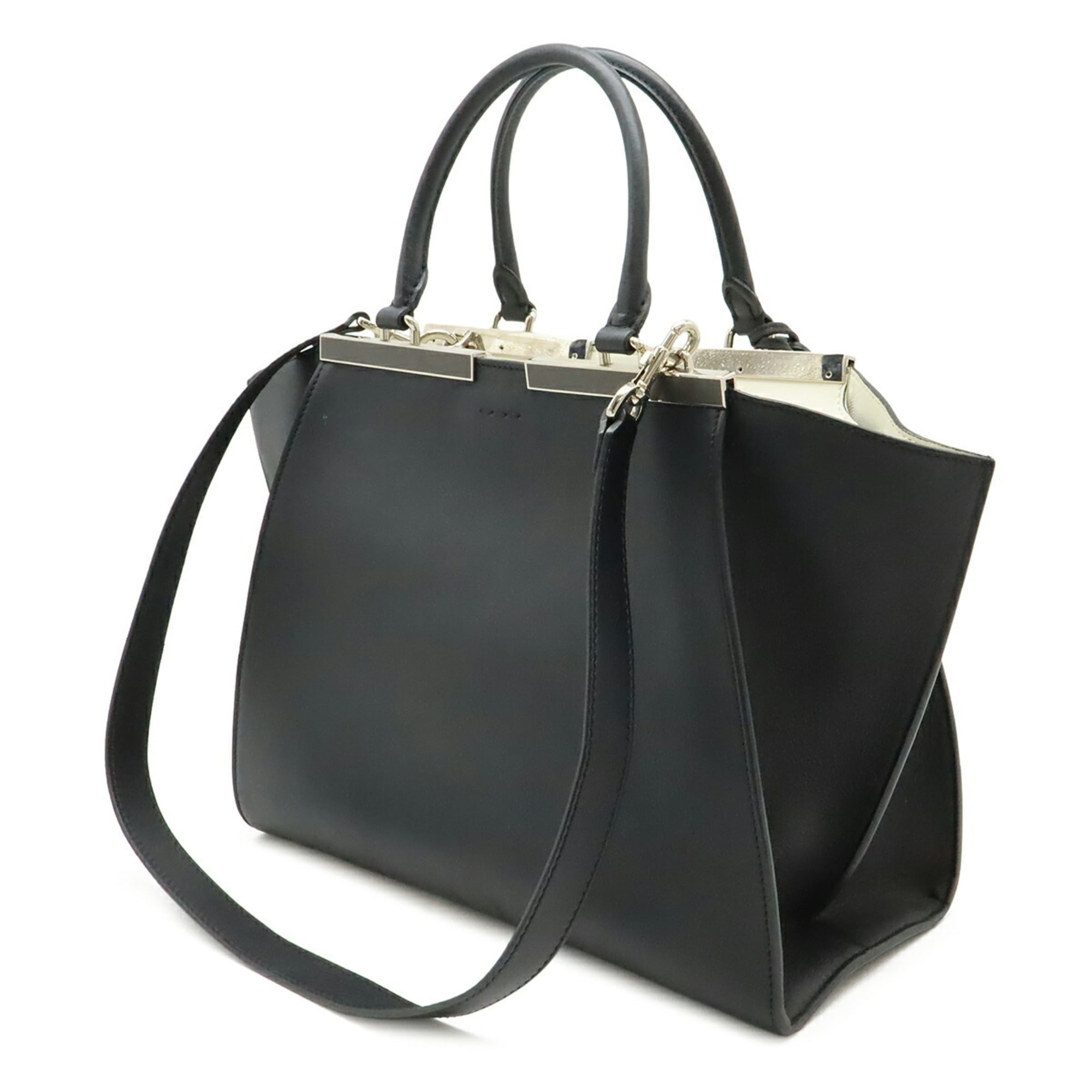 Fendi 3Jours Black Leather Handbag Shoulder Bag (Pre-Owned)