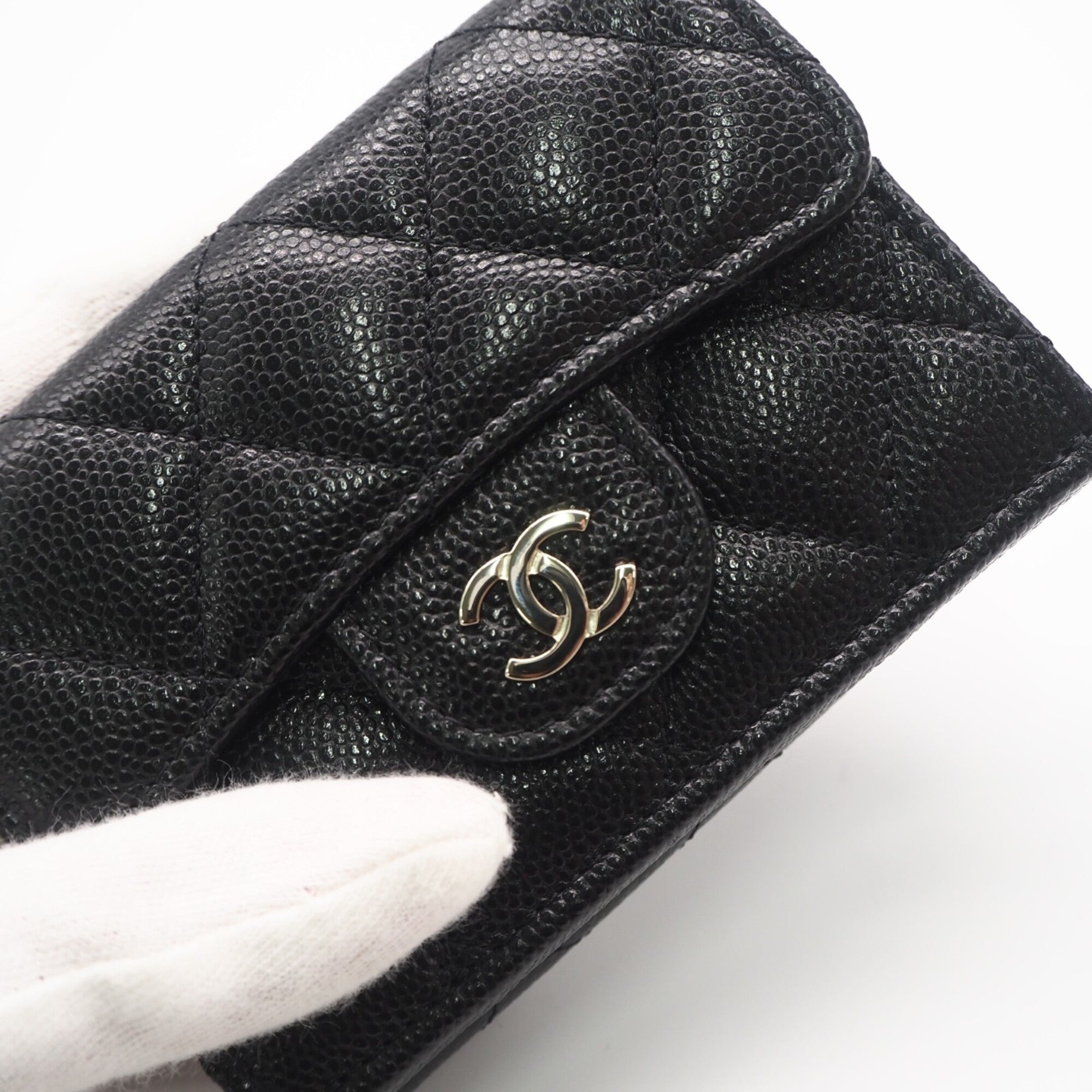 Chanel Matelasse Black Grained Calfskin Wallet (Tri-Fold) (Pre-Owned)