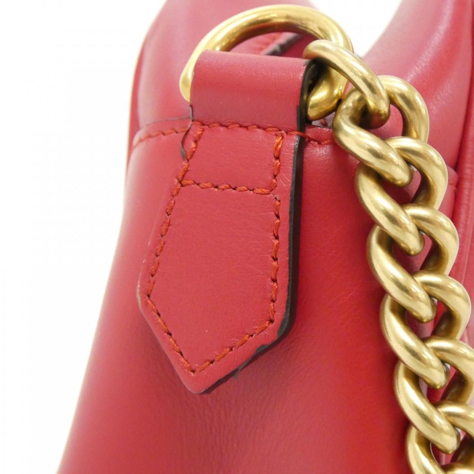 Gucci Red Color Leather Shoulder Bag (Pre-Owned)