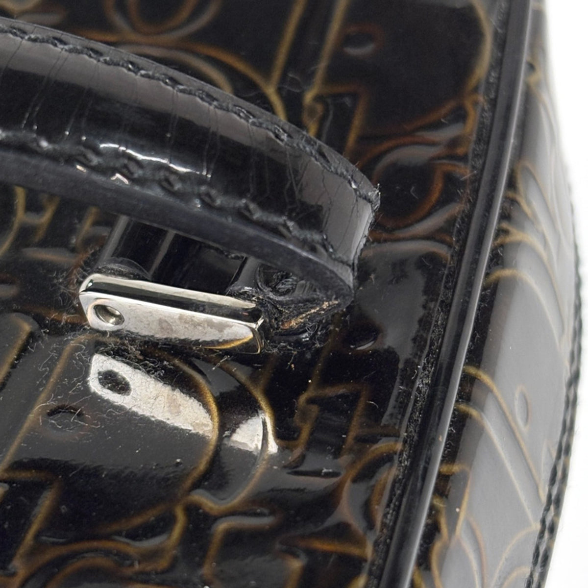 Christian Dior Trotter Bronze Patent Leather Pouch (Pre-Owned)