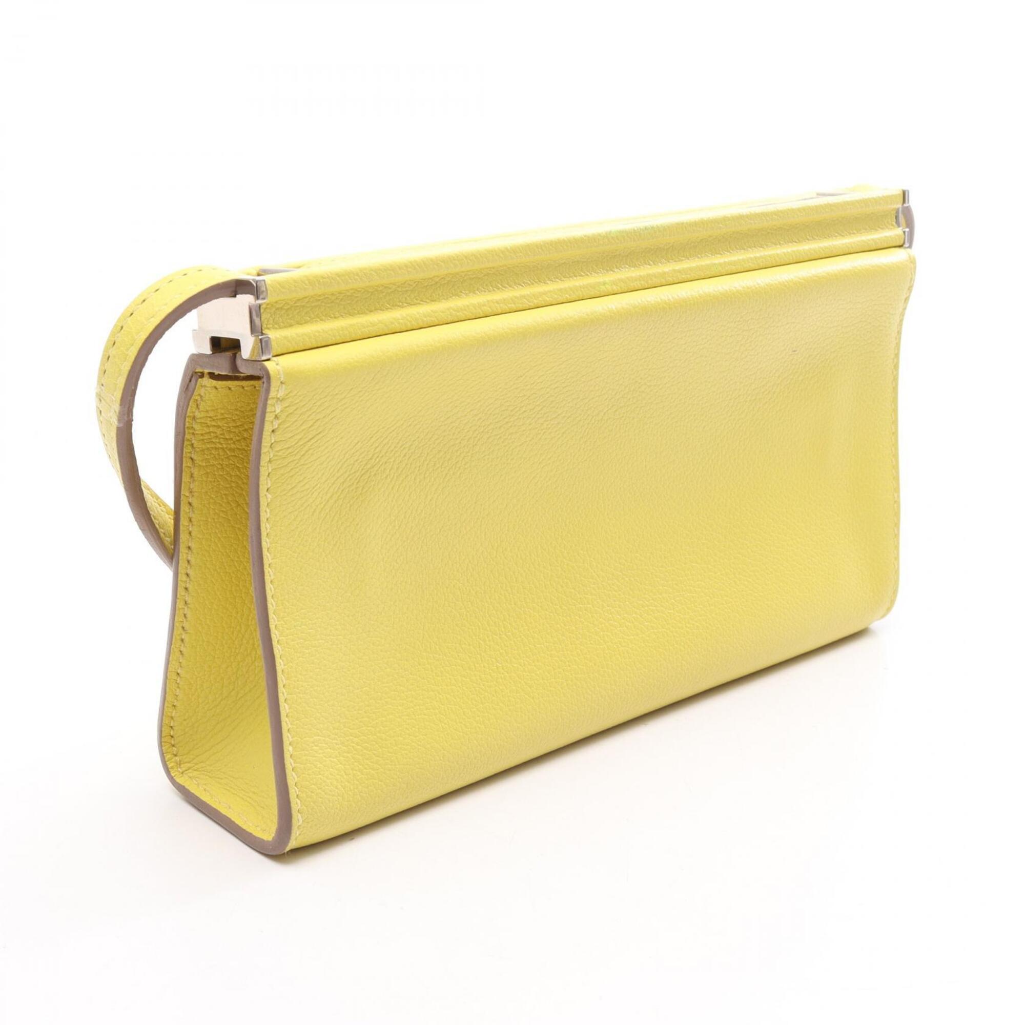Hermes Lime Yellow Leather Handbag Shoulder Bag (Pre-Owned)