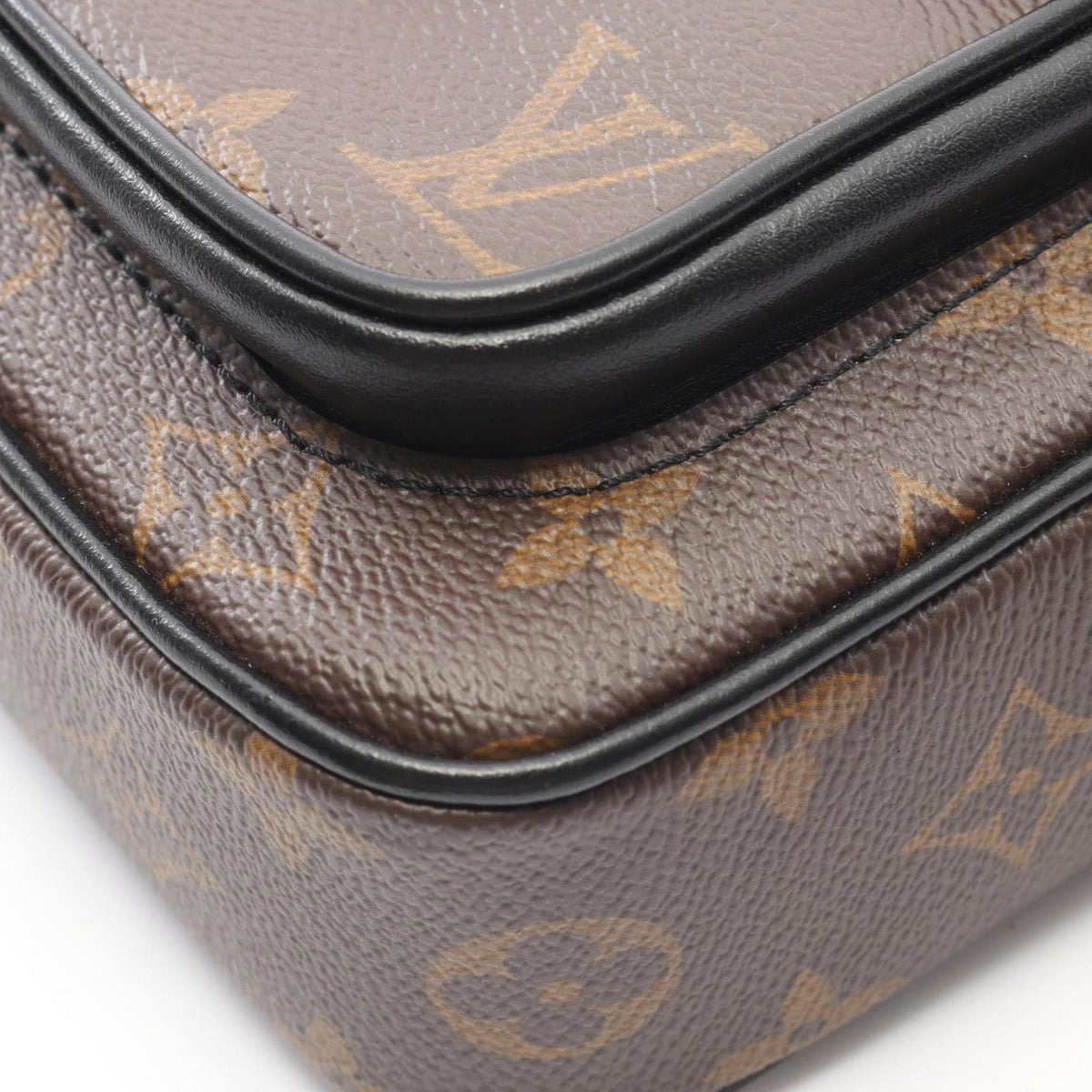 Louis Vuitton Black Brown Coated Canvas Leather Shoulder Bag (Pre-Owned)
