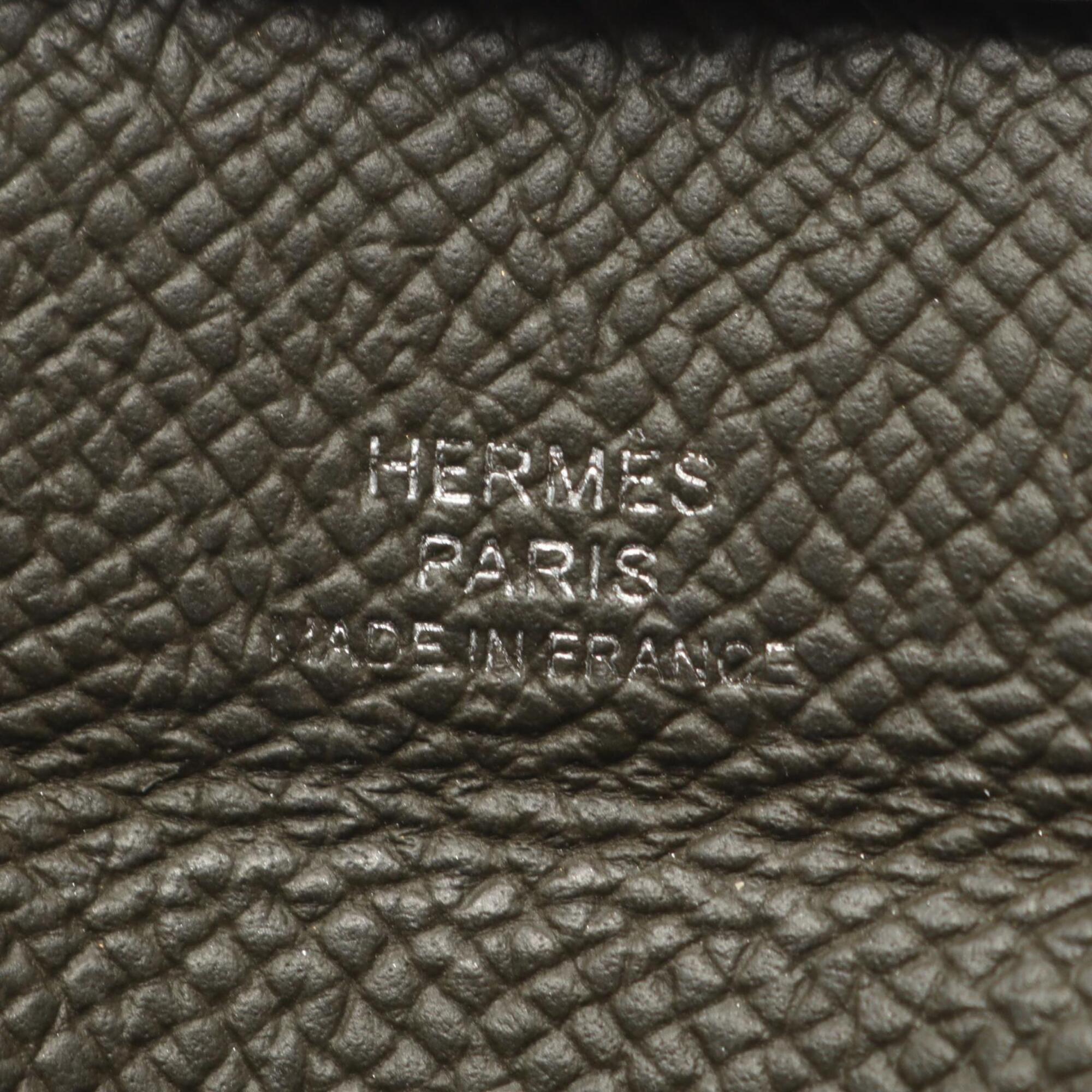 Hermes Black Green Epsom Leather Coin Purse/Coin Case (Pre-Owned)