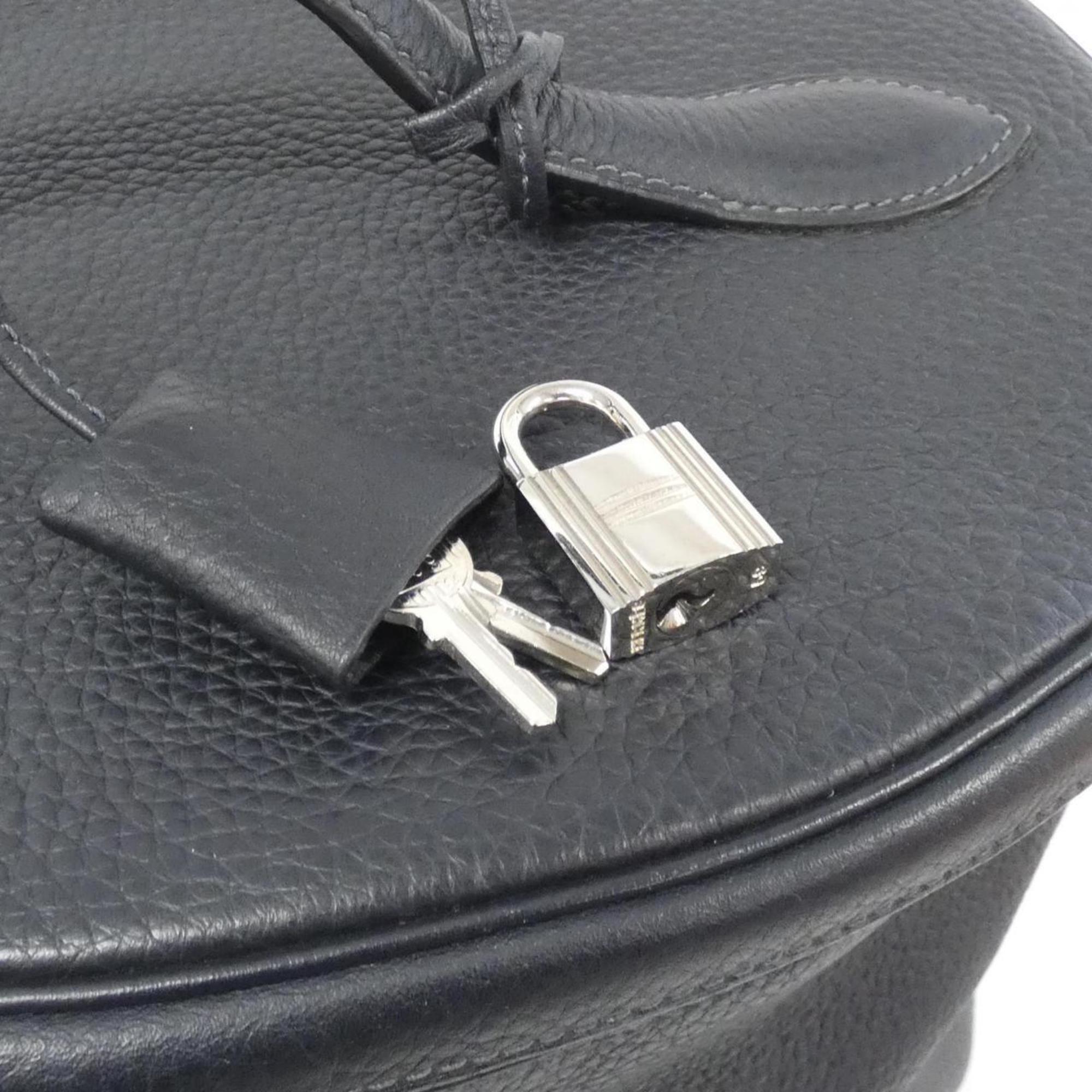 Hermes Blue Indigo Leather Handbag (Pre-Owned)