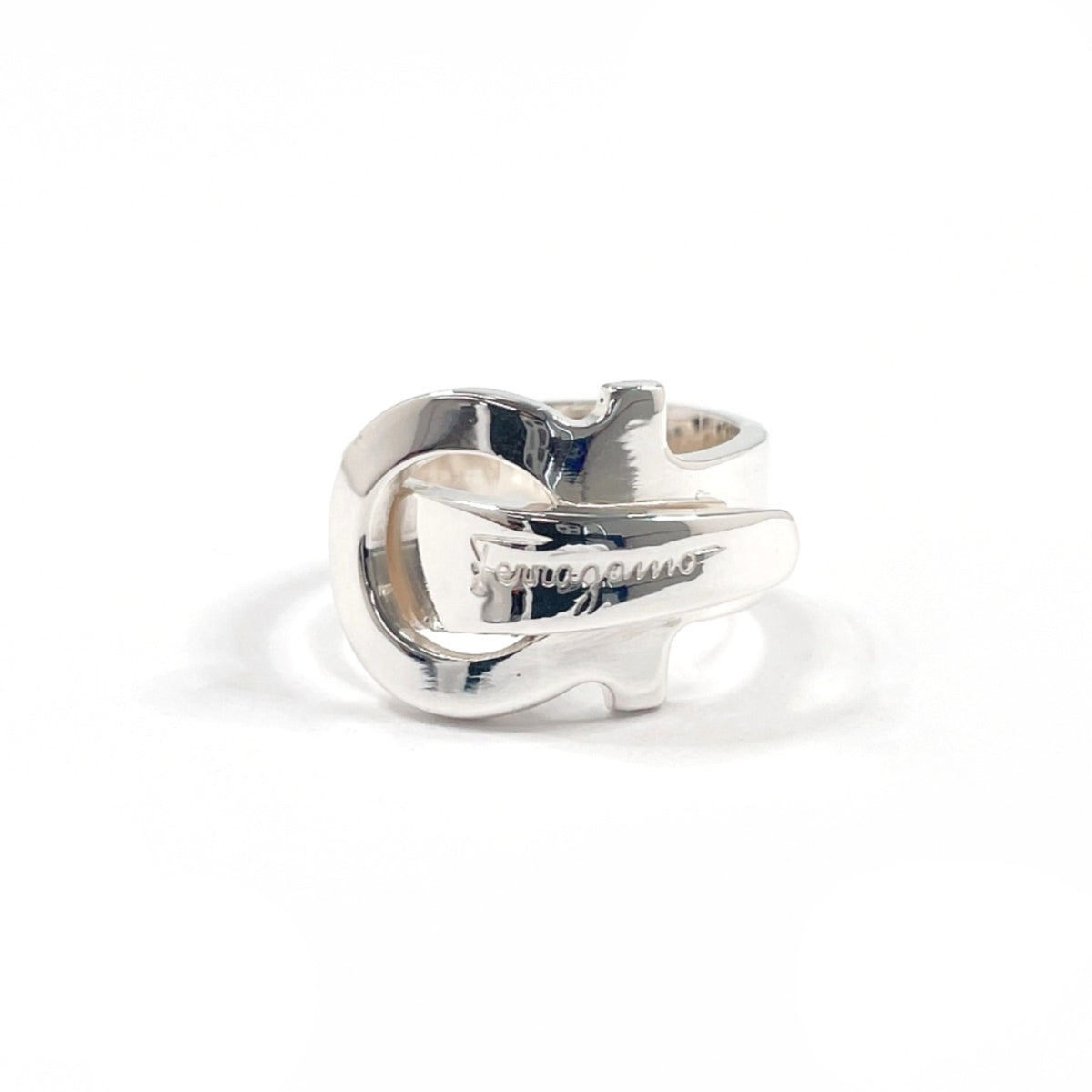 Salvatore Ferragamo Gancini Silver Silver 925 Band Ring (Pre-Owned)
