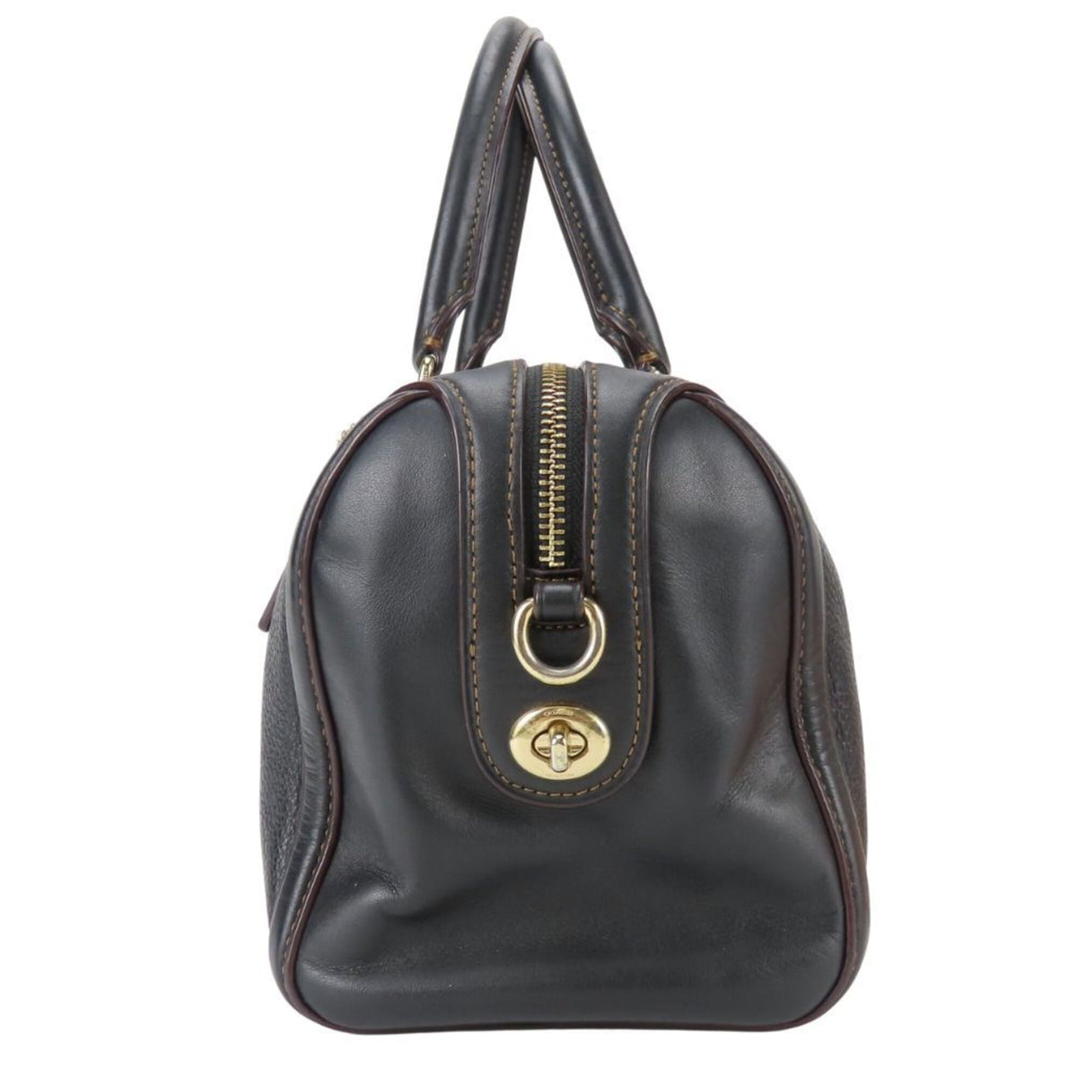 Coach Black Dark Brown Leather Handbag (Pre-Owned)