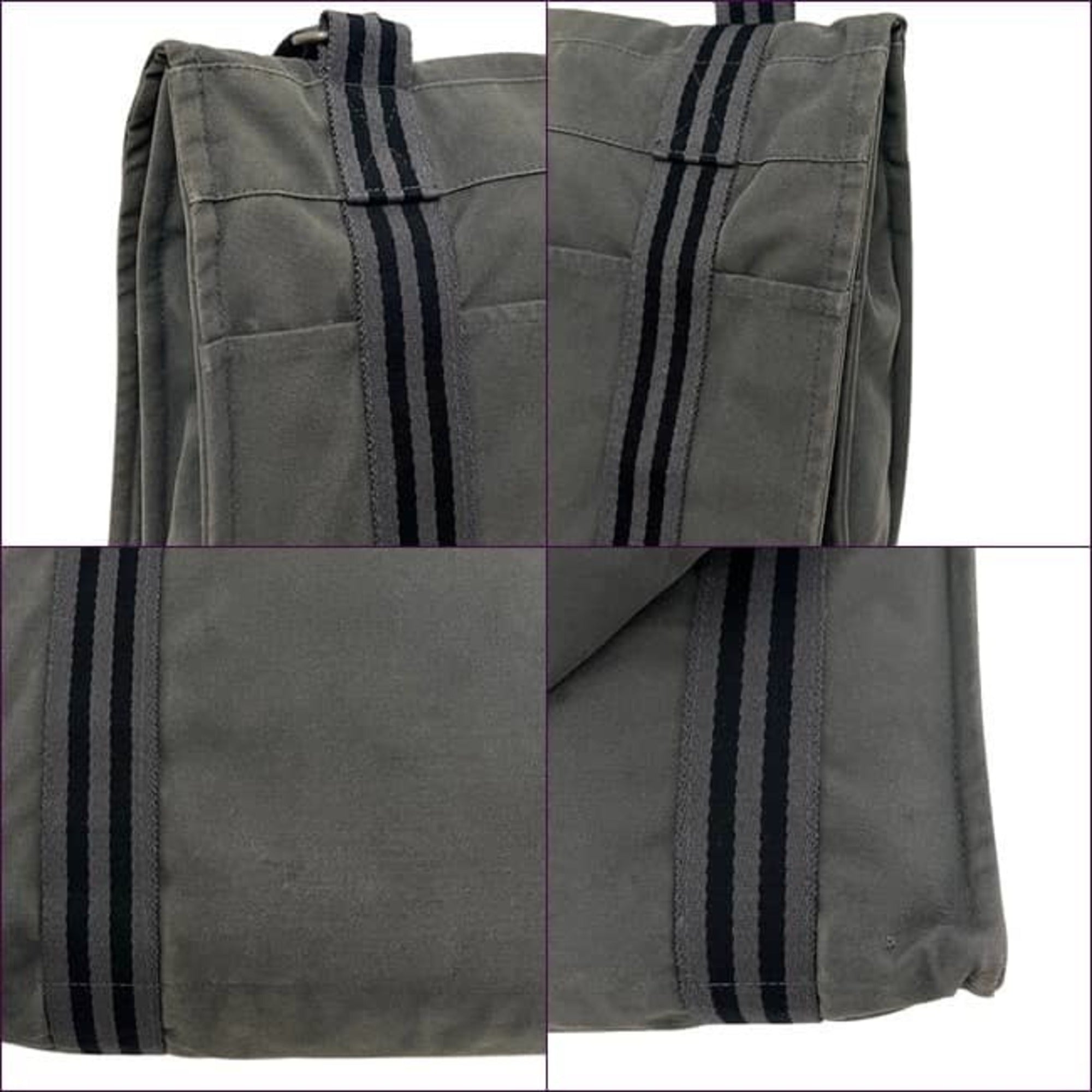 Hermes Gray Cotton Canvas Shoulder Bag (Pre-Owned)