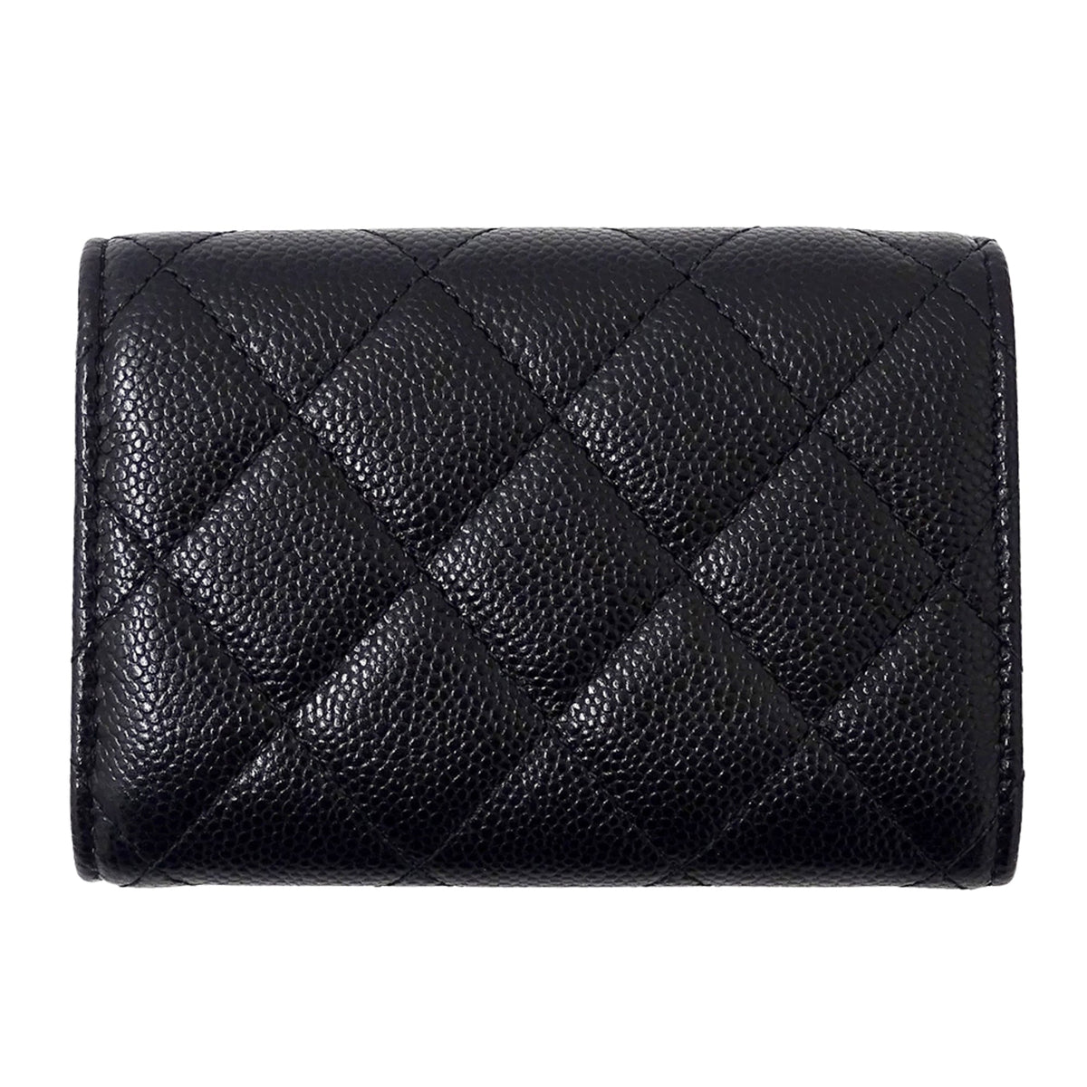 Chanel Black Grained Calfskin Wallet (Tri-Fold) (Pre-Owned)