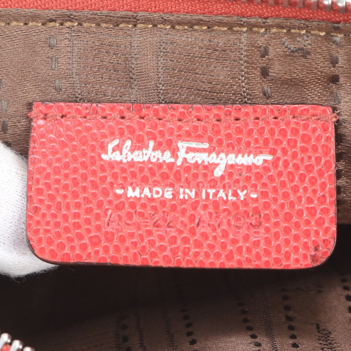 Salvatore Ferragamo Red Color Leather Clutch Bag Handbag Pouch Tote Bag (Pre-Owned)