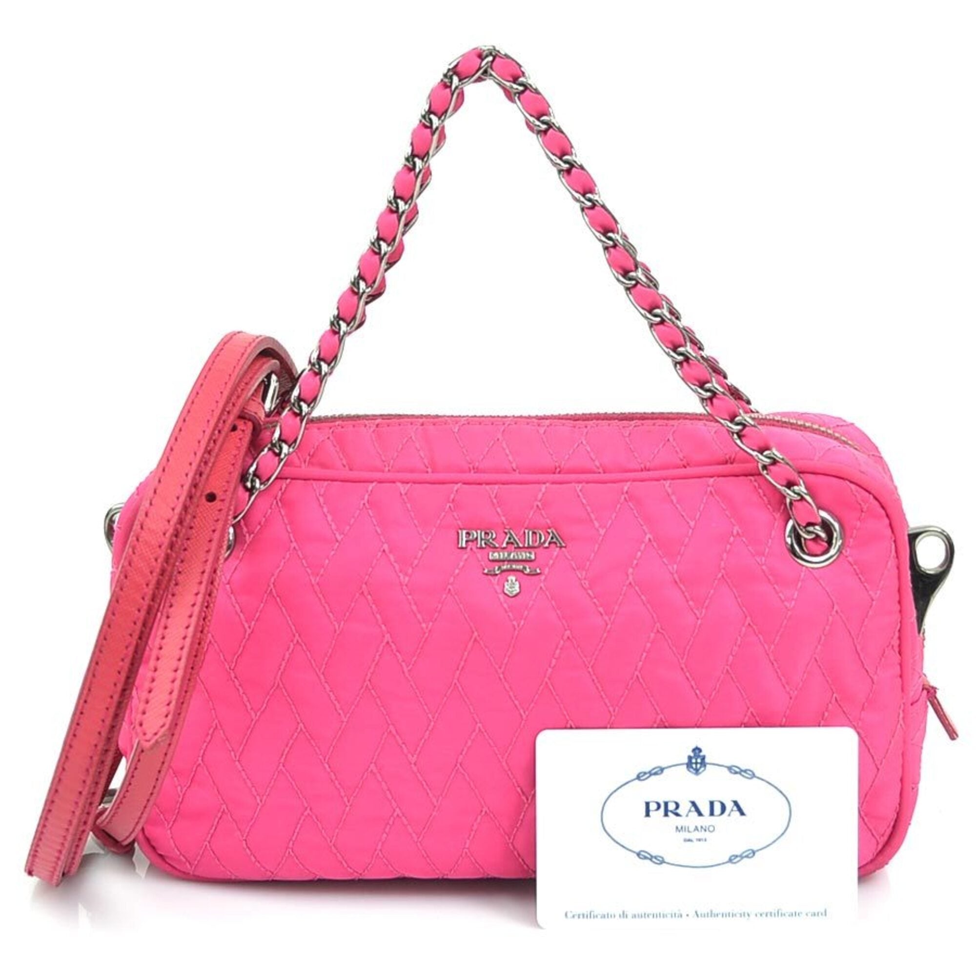 Prada Pink Nylon Handbag Shoulder Bag (Pre-Owned)