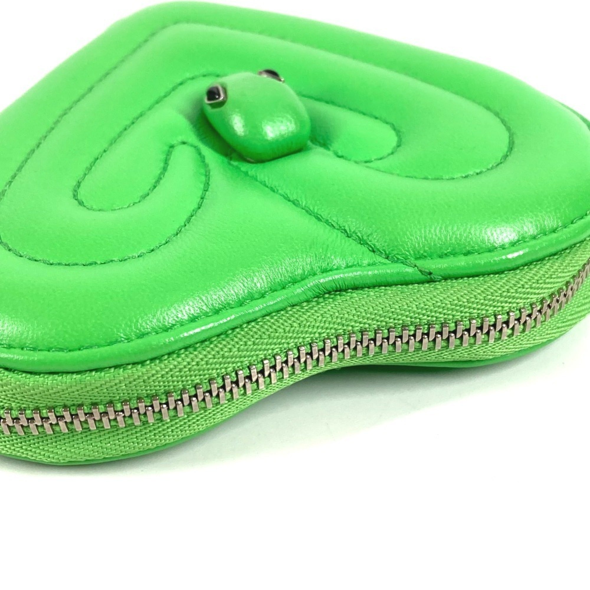 Bvlgari Green Leather Coin Purse/Coin Case (Pre-Owned)