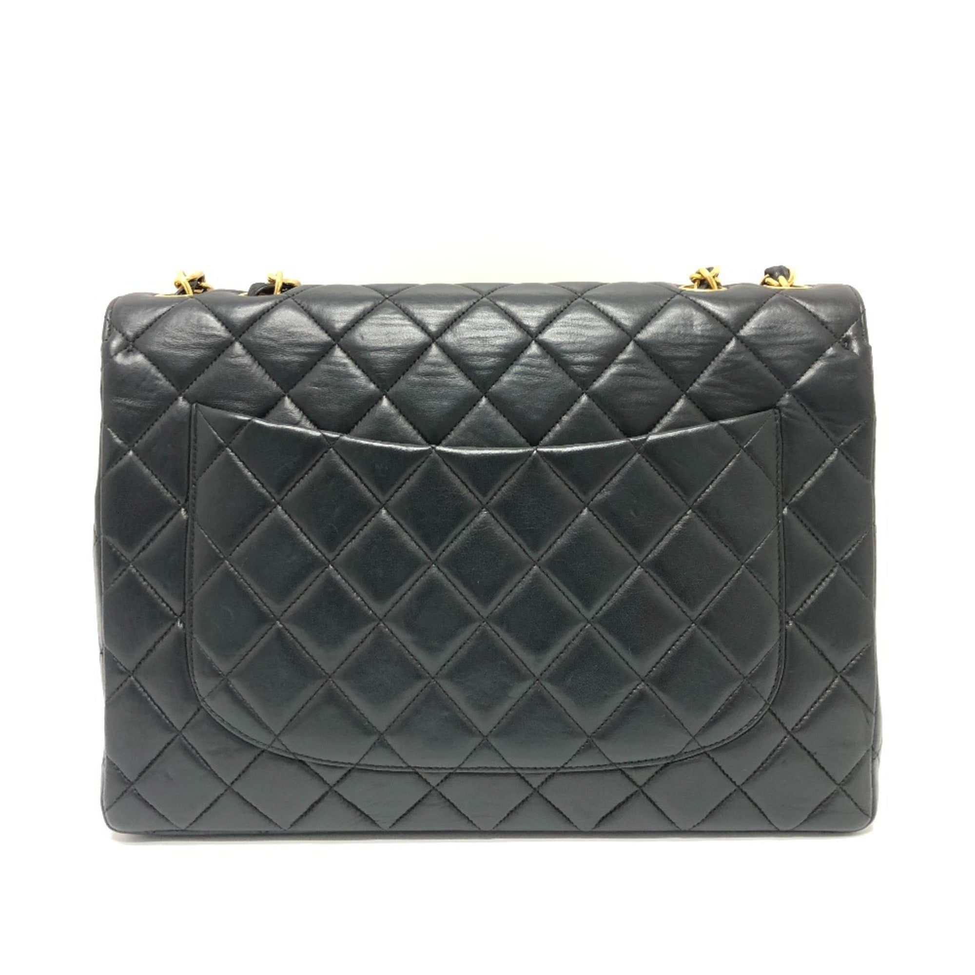 Chanel Black Leather Handbag Shoulder Bag (Pre-Owned)