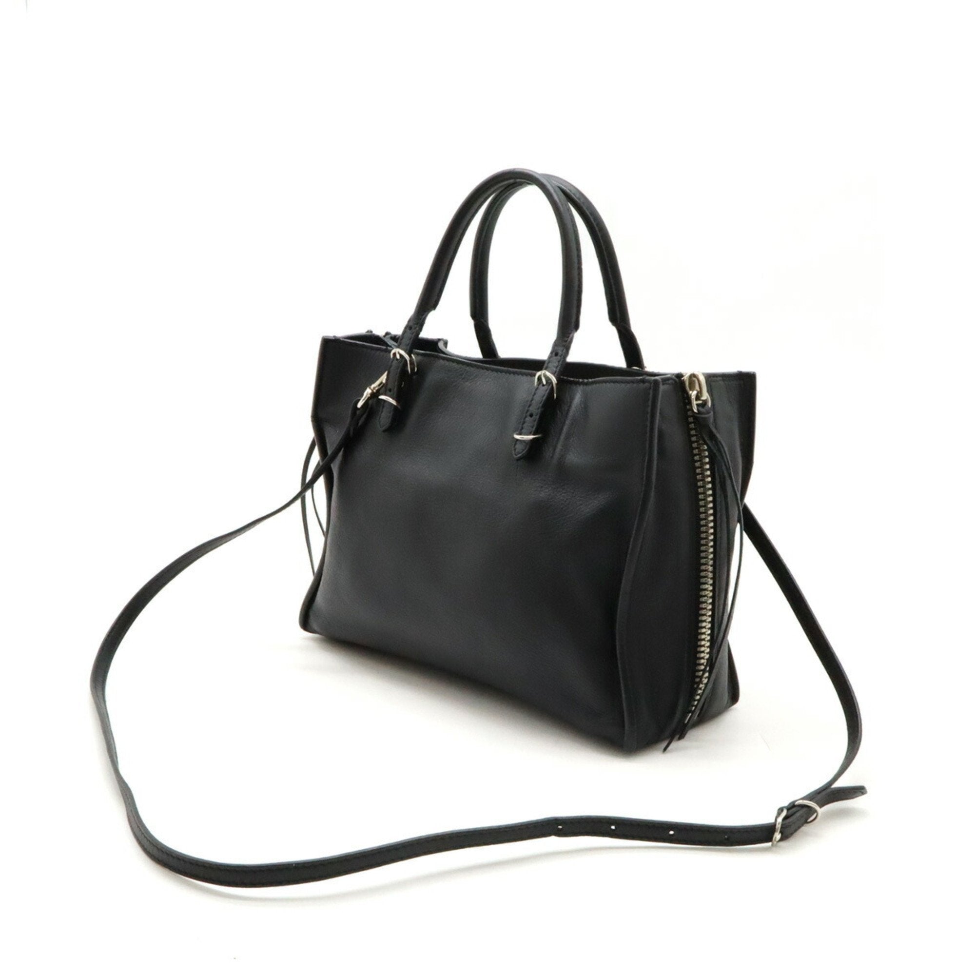 Balenciaga Black Leather Handbag Shoulder Bag Tote Bag (Pre-Owned)