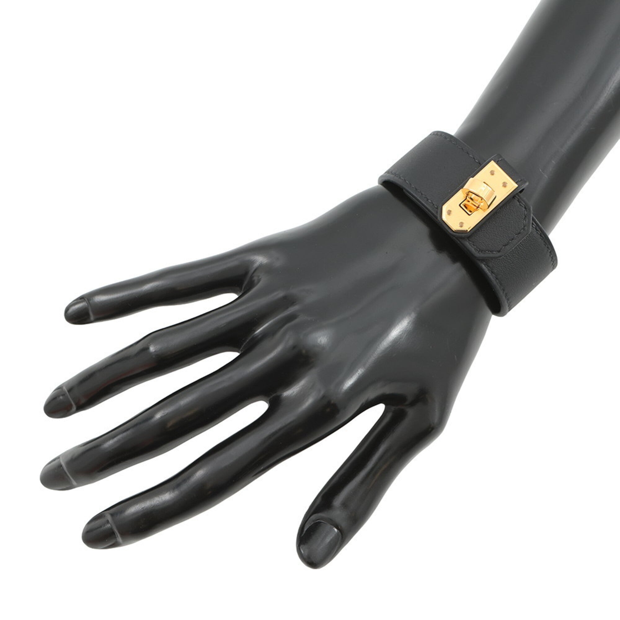 Hermes Kelly Black Swift Leather Charm Bracelet (Pre-Owned)