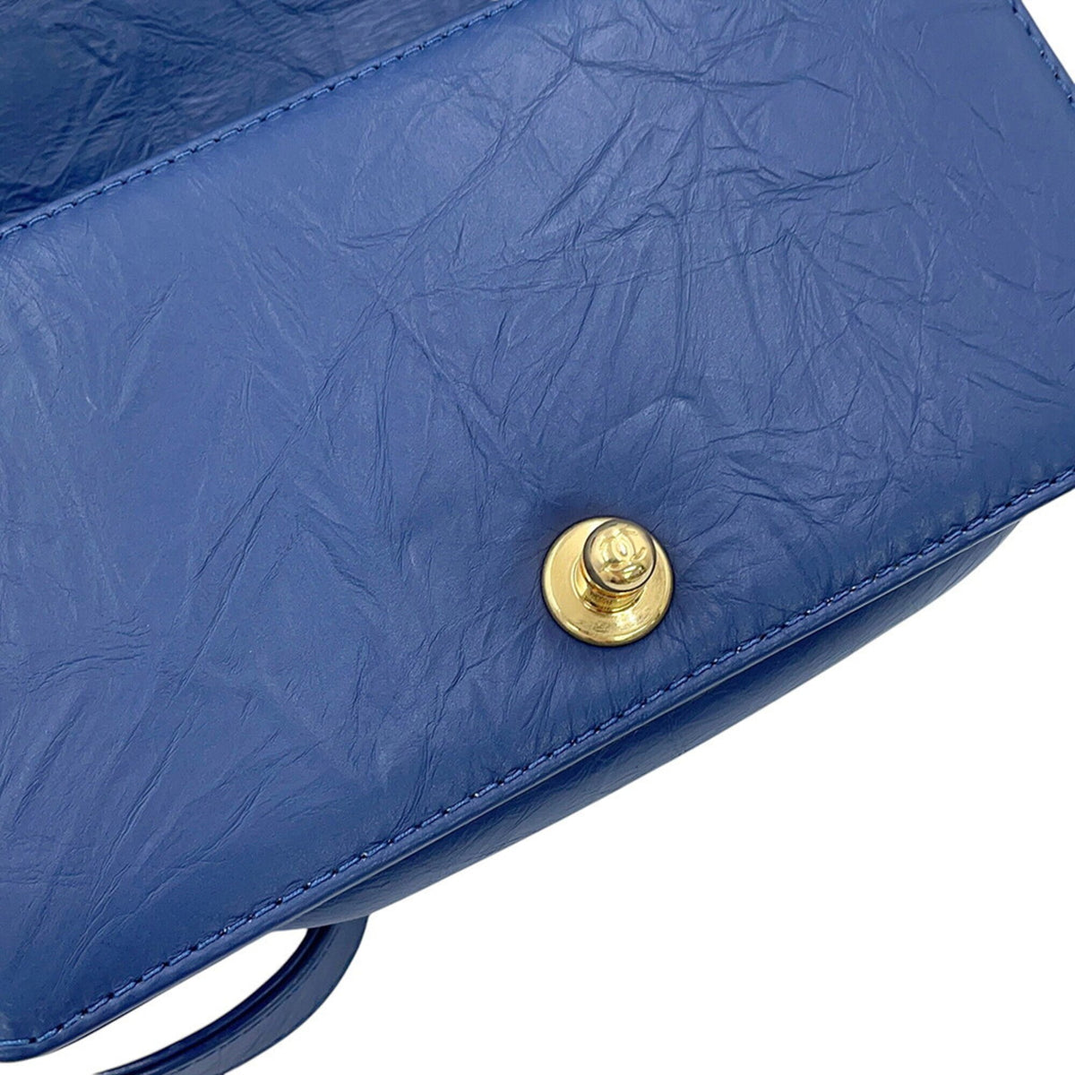 Chanel Blue Leather Handbag Shoulder Bag (Pre-Owned)