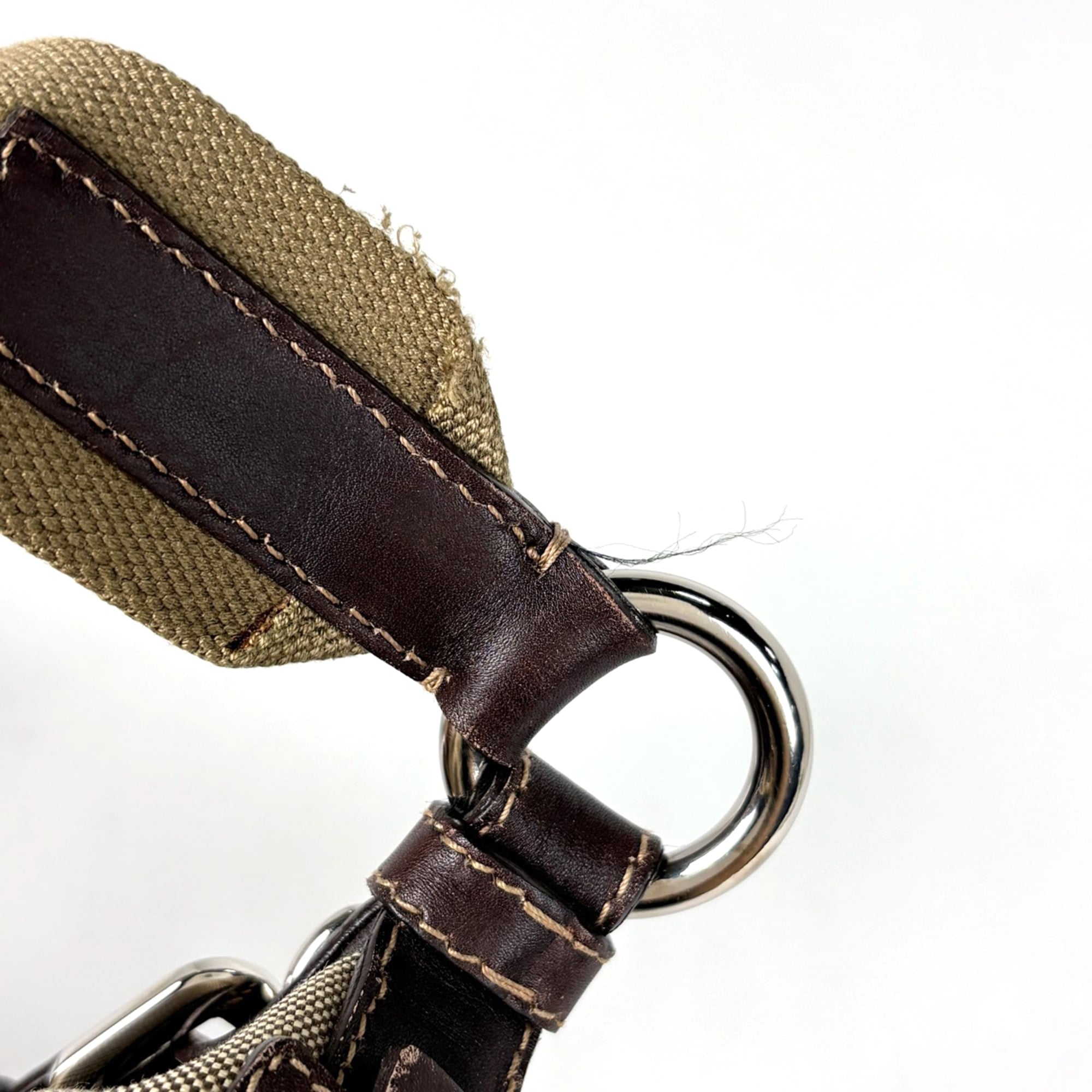 Prada Brown Canvas Leather Shoulder Bag (Pre-Owned)
