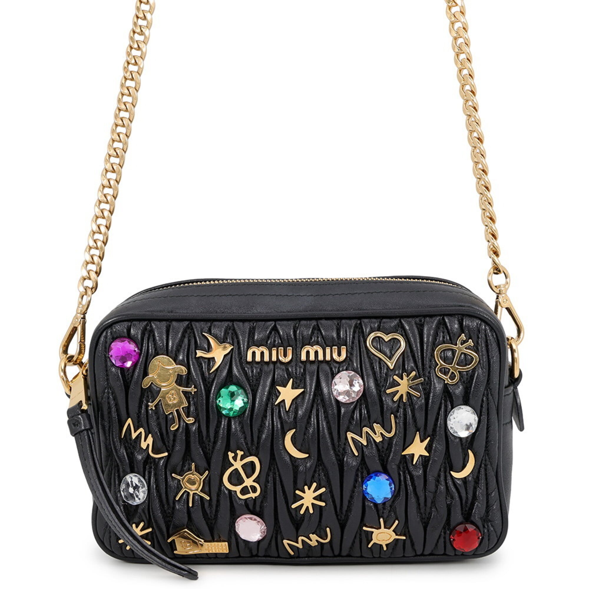 Miu Miu Matelasse Black Leather Handbag Shoulder Bag (Pre-Owned)