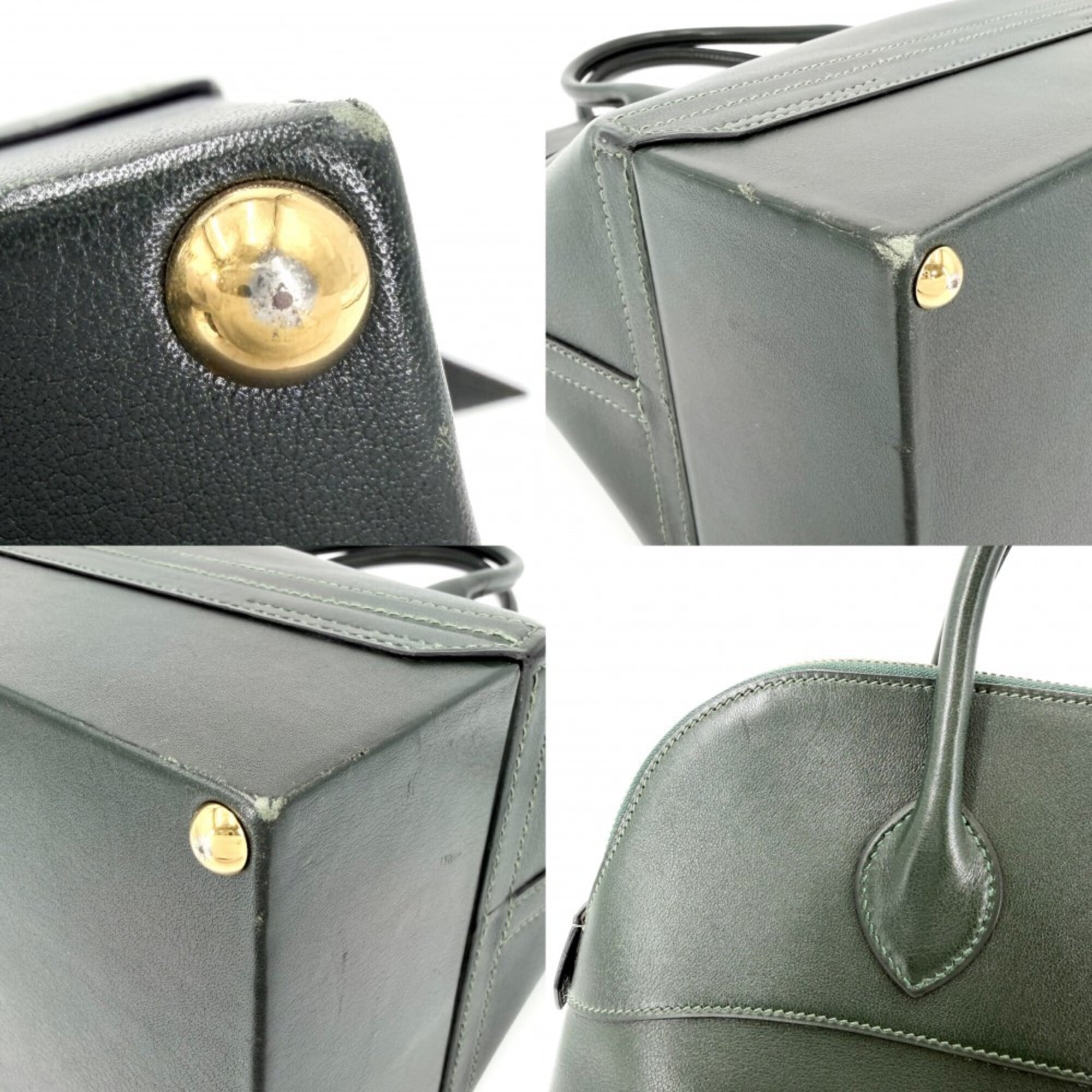 Hermes Green Leather Handbag Shoulder Bag (Pre-Owned)