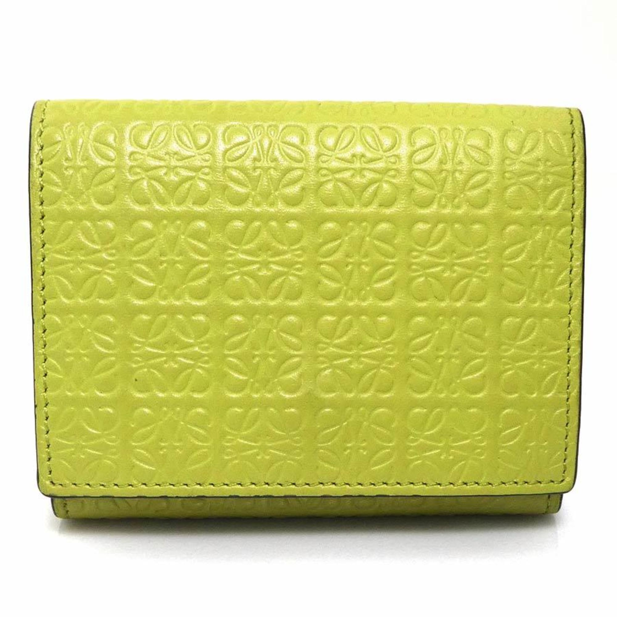 Loewe Green Yellow Leather Wallet (Tri-Fold) (Pre-Owned)