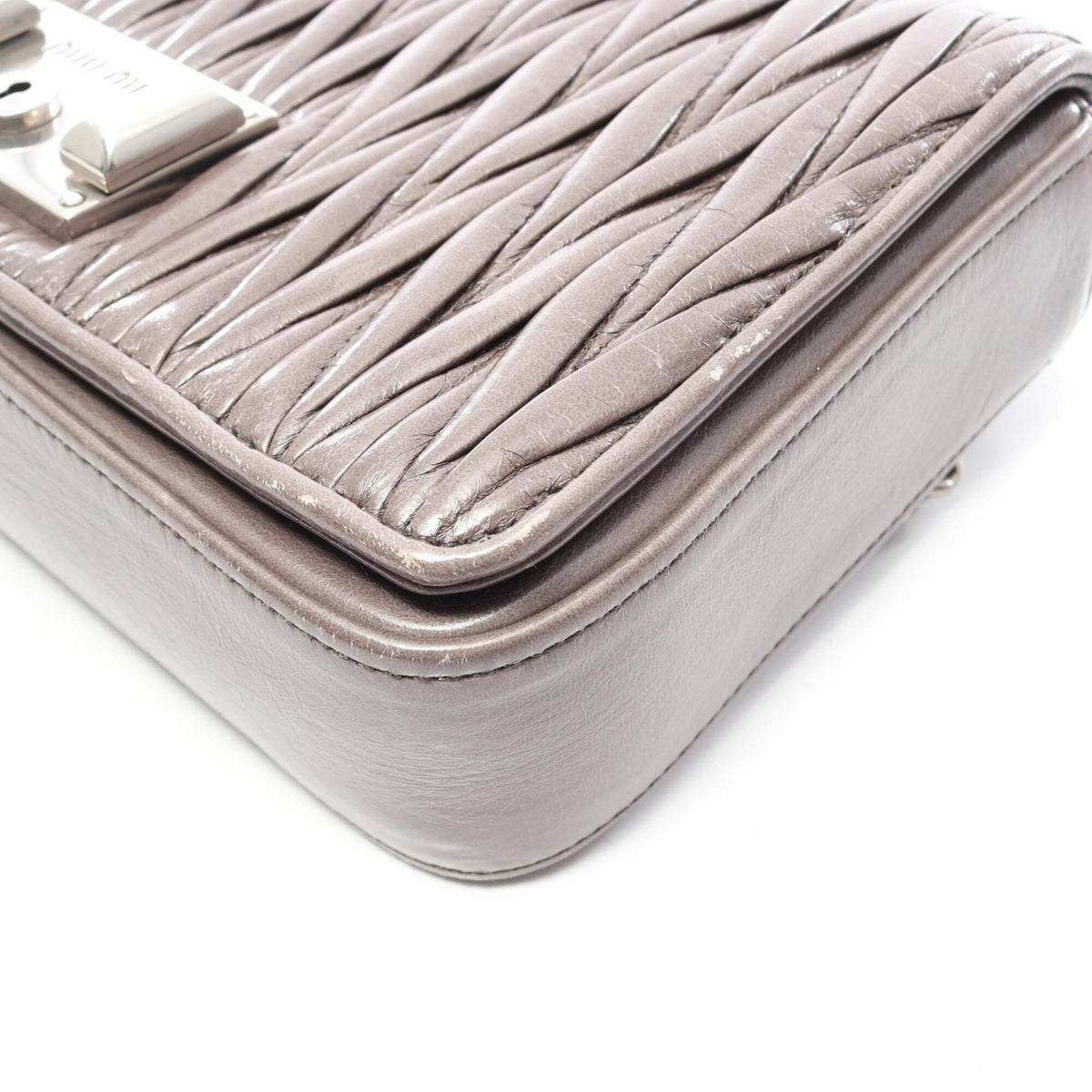 Miu Miu Gray Leather Handbag Shoulder Bag (Pre-Owned)