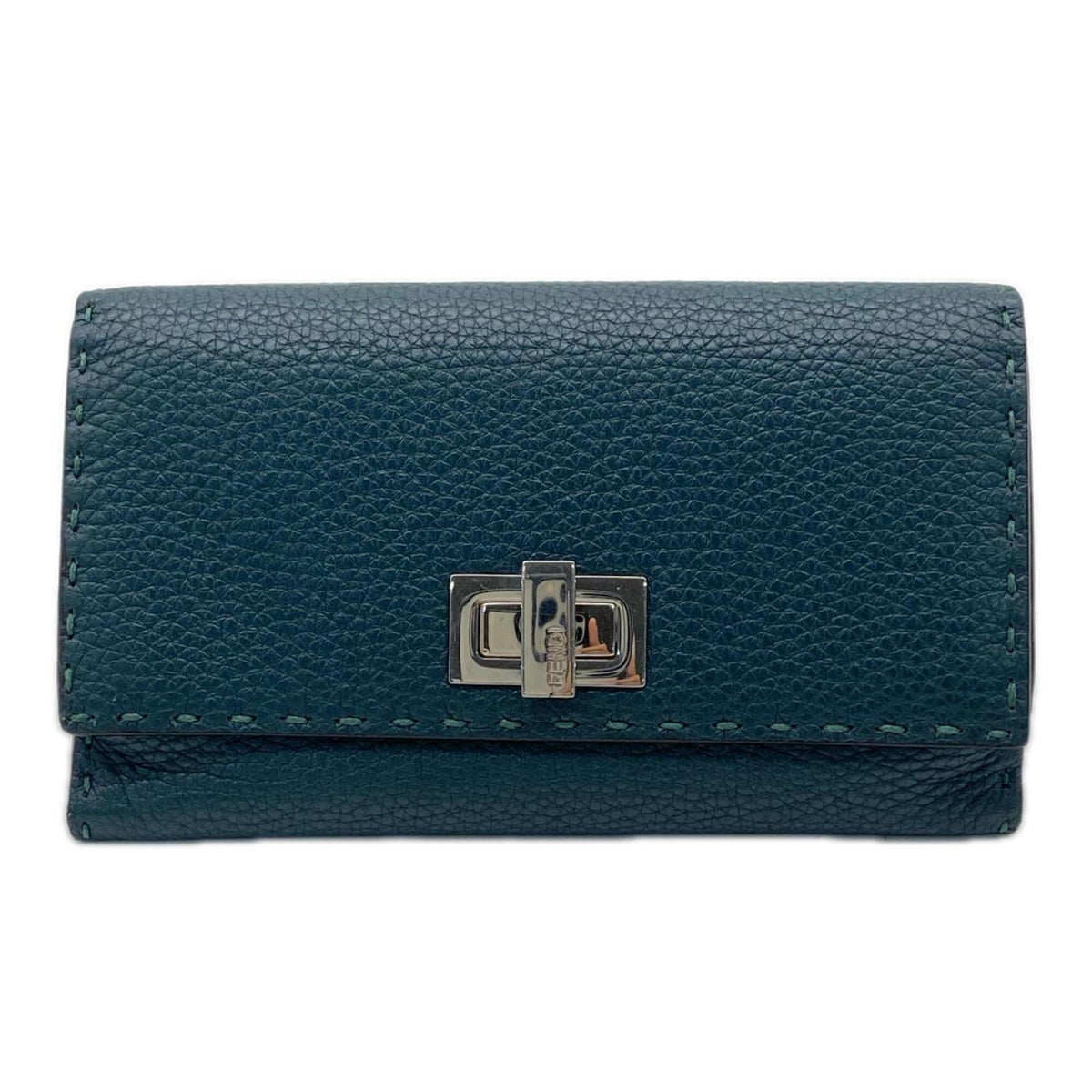 Fendi Selleria Green Leather Long Wallet (Bi-Fold) (Pre-Owned)