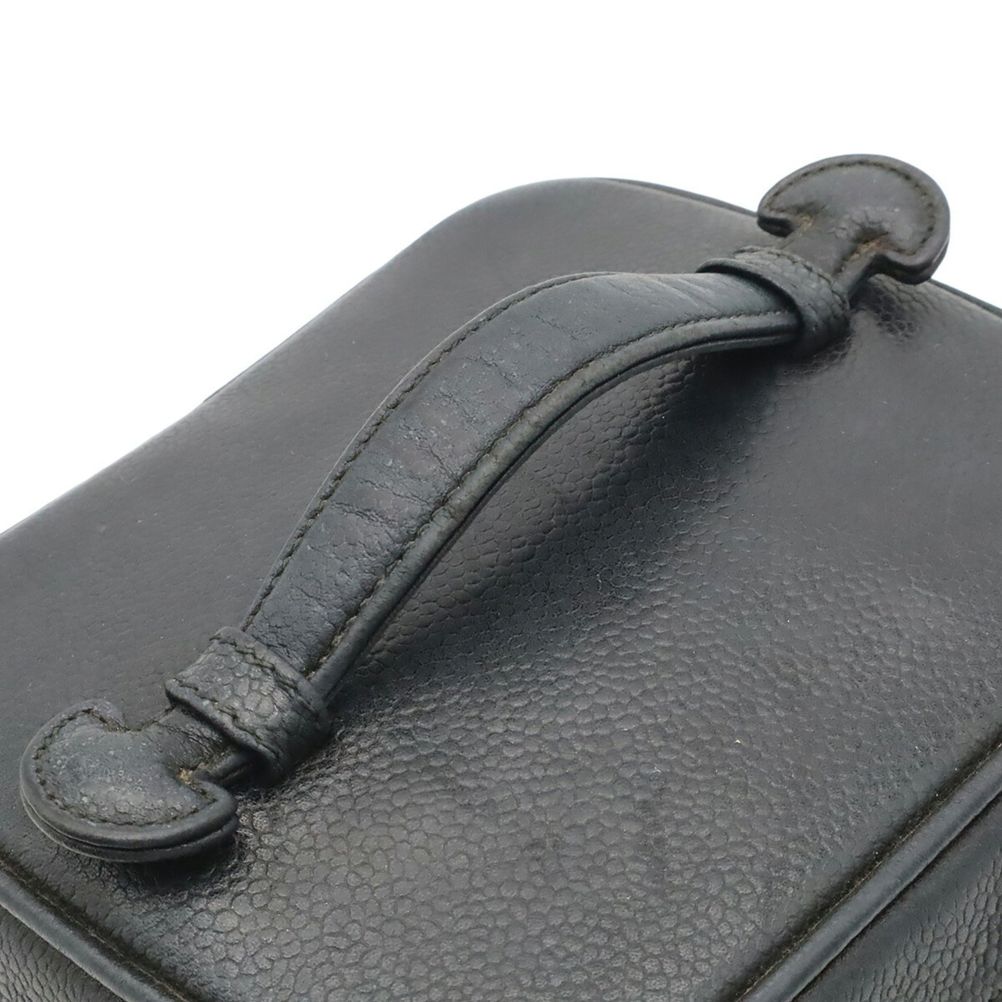 Chanel Black White Grained Calfskin Handbag Pouch Vanity Bag (Pre-Owned)