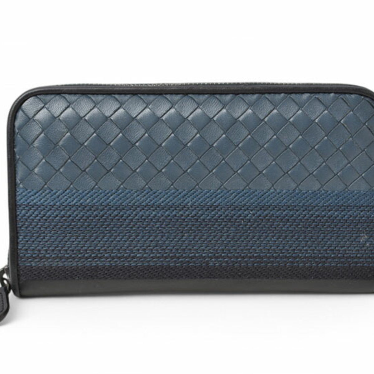 Bottega Veneta Navy Leather Long Wallet (Bi-Fold) (Pre-Owned)