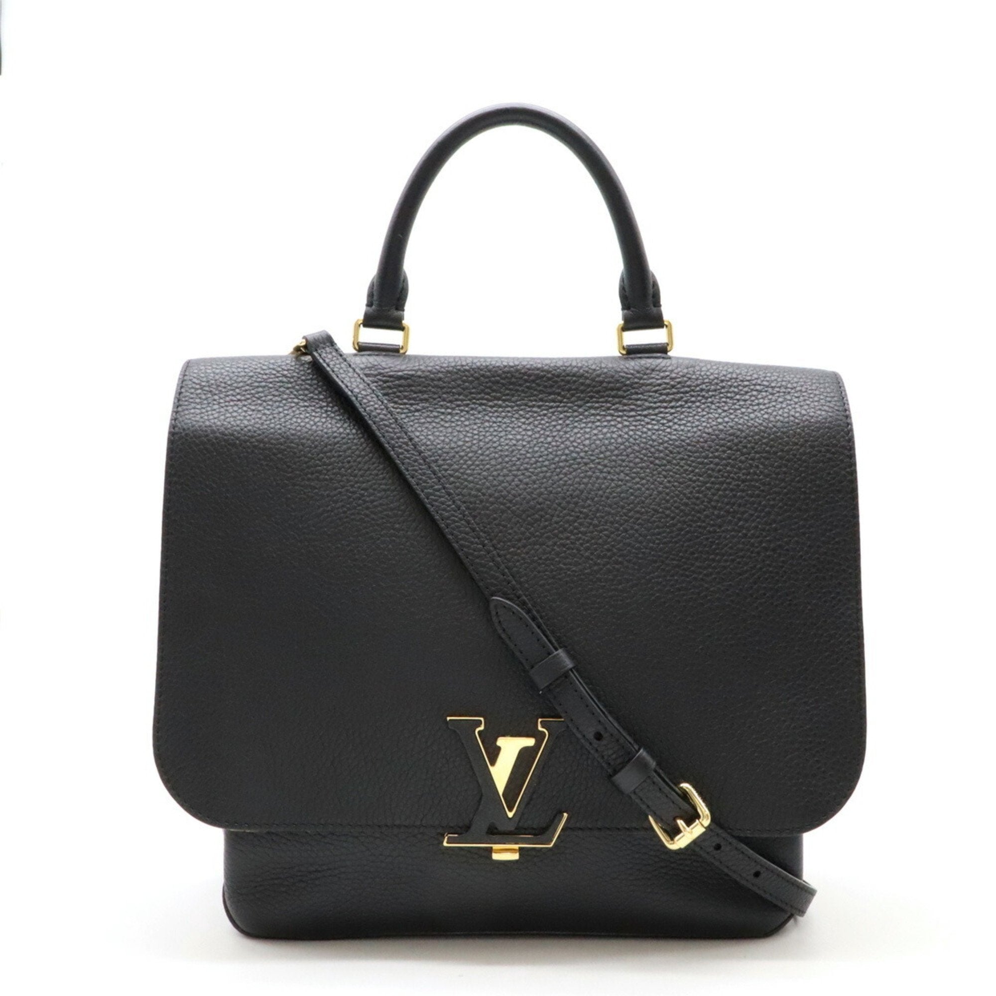 Louis Vuitton Noir Leather Handbag Shoulder Bag (Pre-Owned)