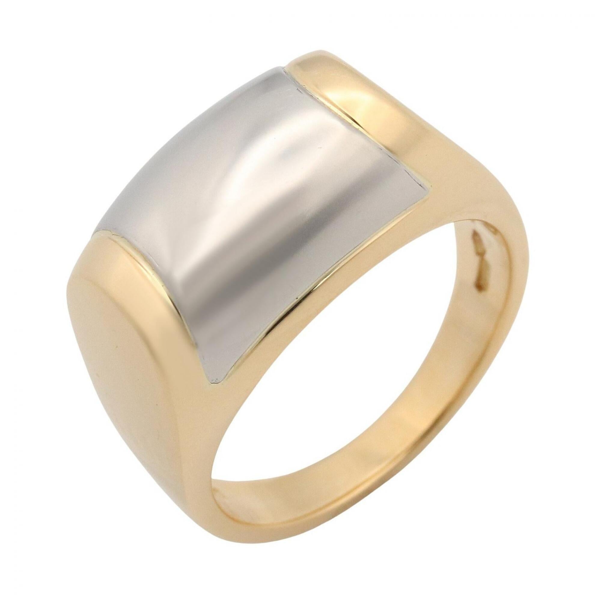 Bvlgari Gold Silver Yellow Gold (18K) Stainless Steel Band Ring (Pre-Owned)