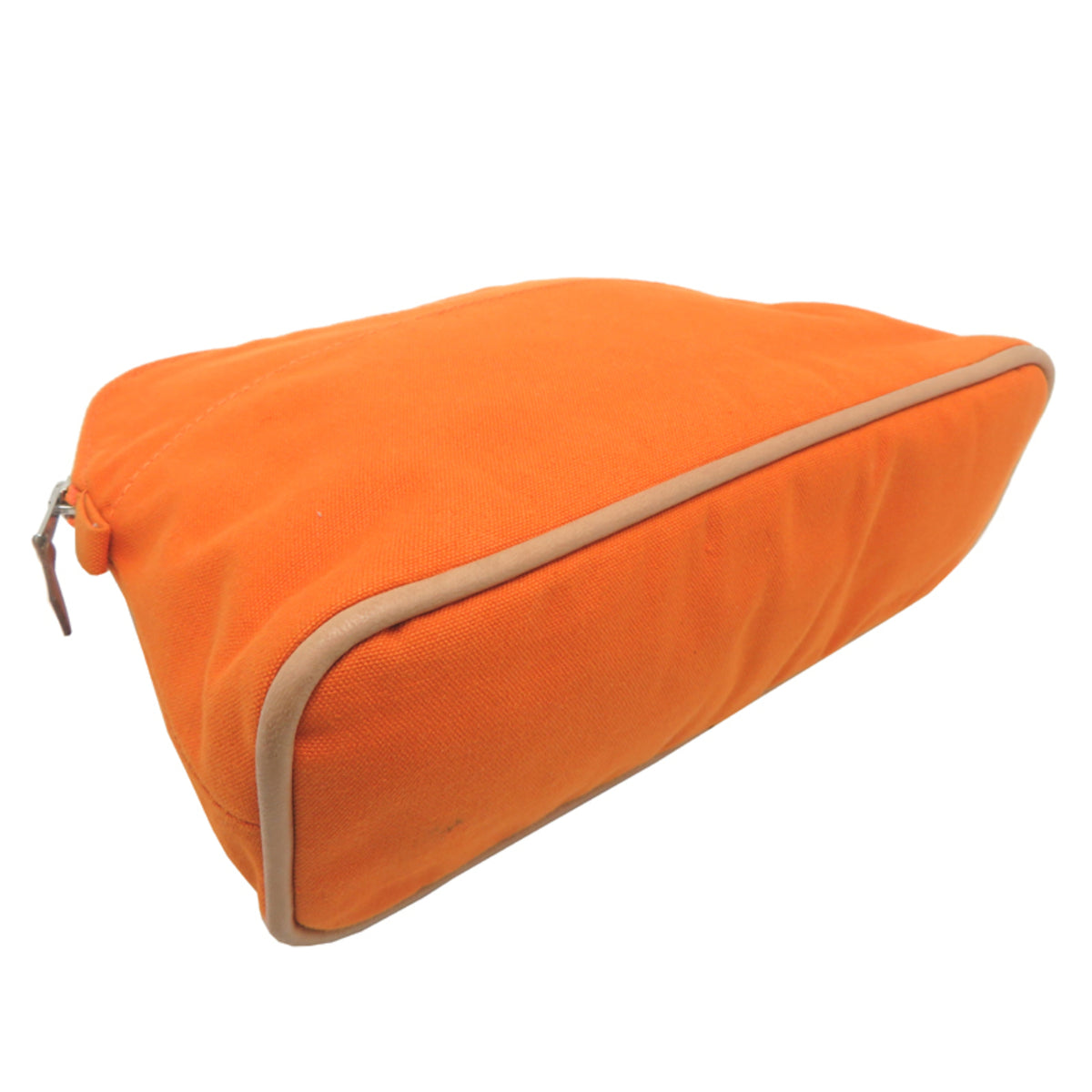 Hermes Orange Cotton Canvas Leather Pouch (Pre-Owned)