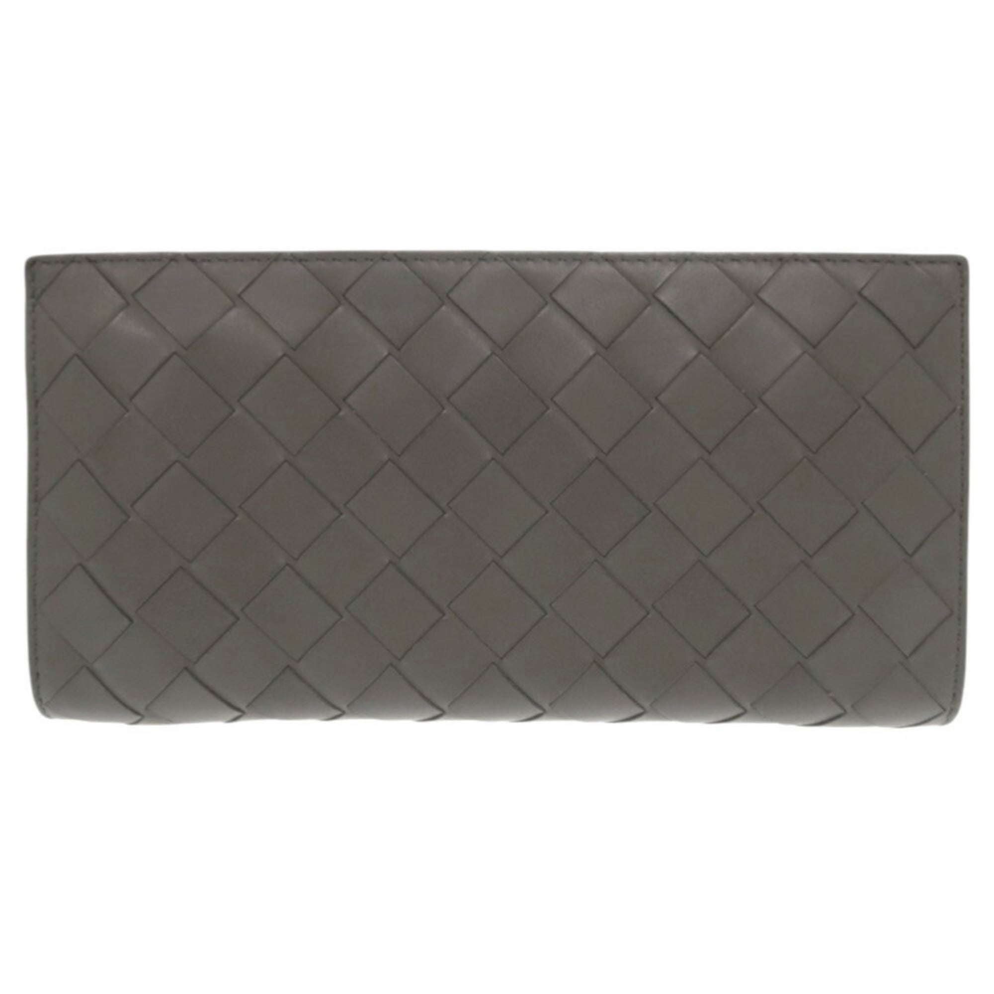 Bottega Veneta Gray Intrecciato Long Wallet (Bi-Fold) (Pre-Owned)