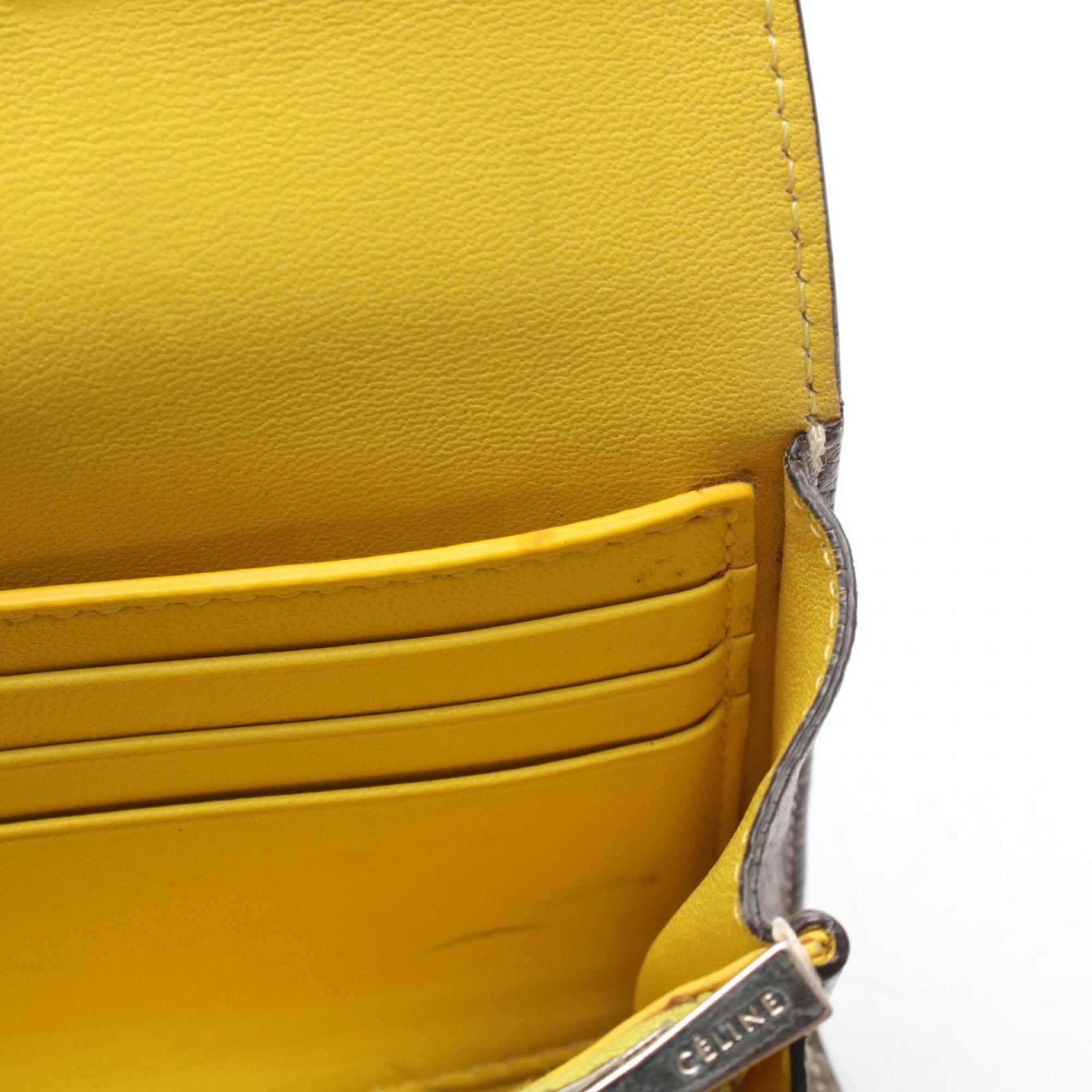 Celine Gray Yellow Leather Long Wallet (Bi-Fold) (Pre-Owned)