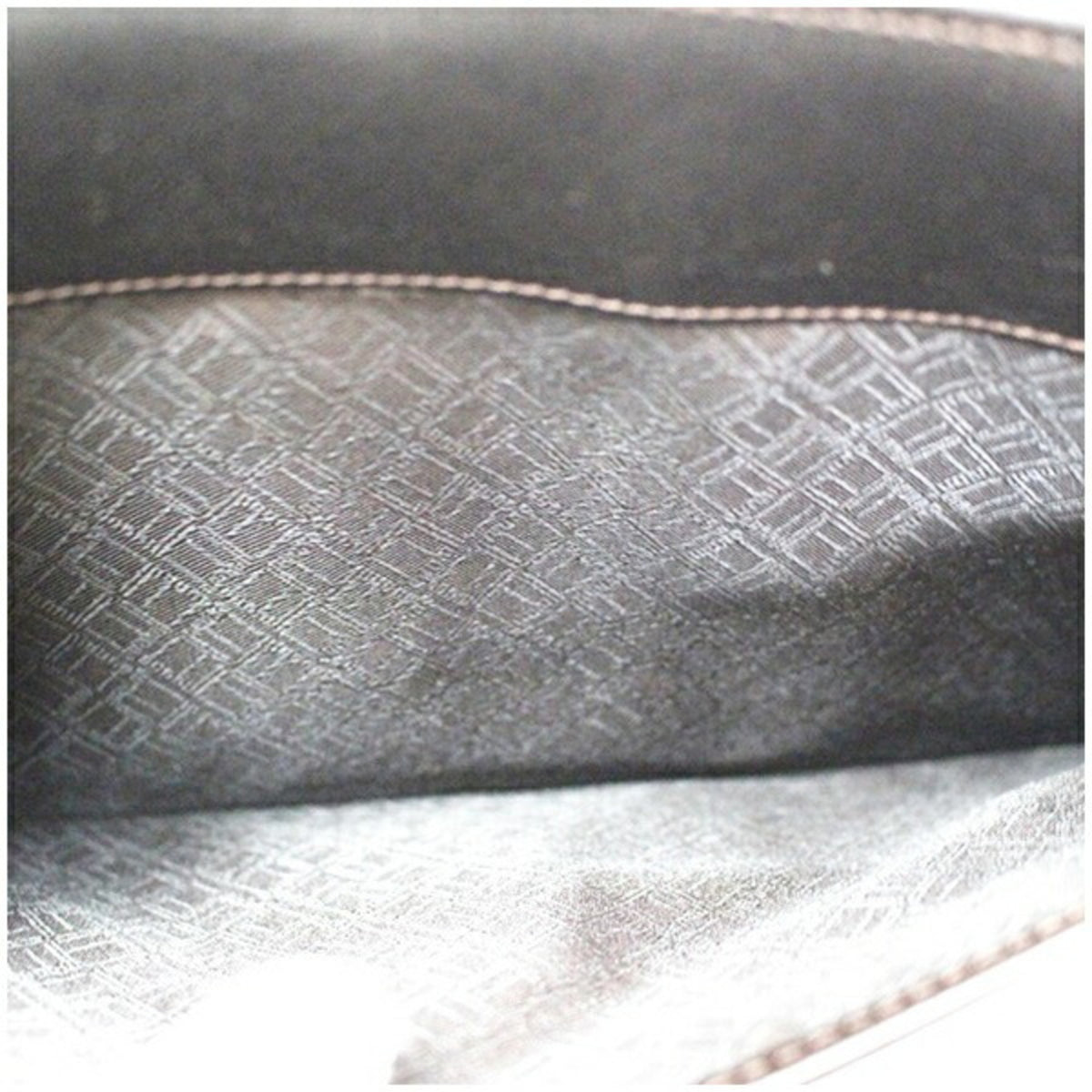 Dunhill Dark Brown Navy Leather Clutch Bag (Pre-Owned)