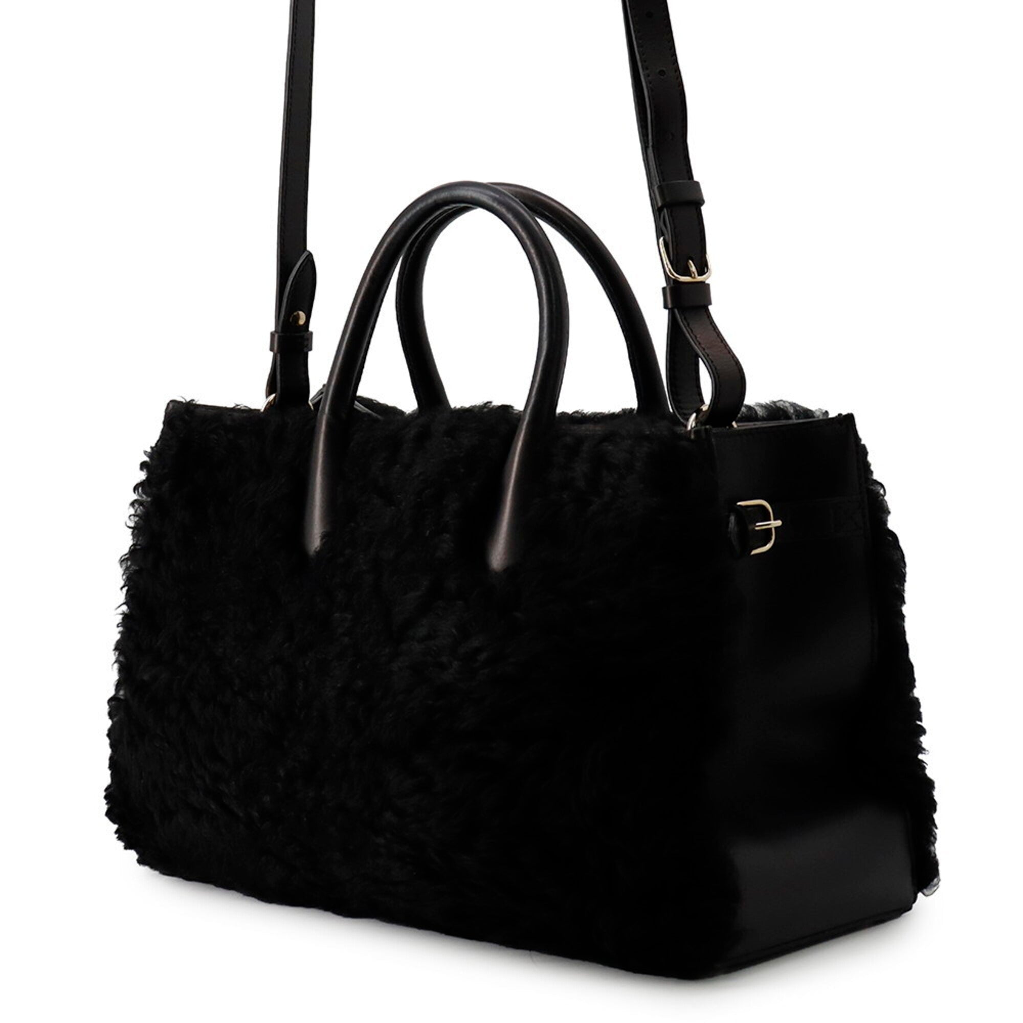 Balenciaga Black Fur Handbag Shoulder Bag (Pre-Owned)