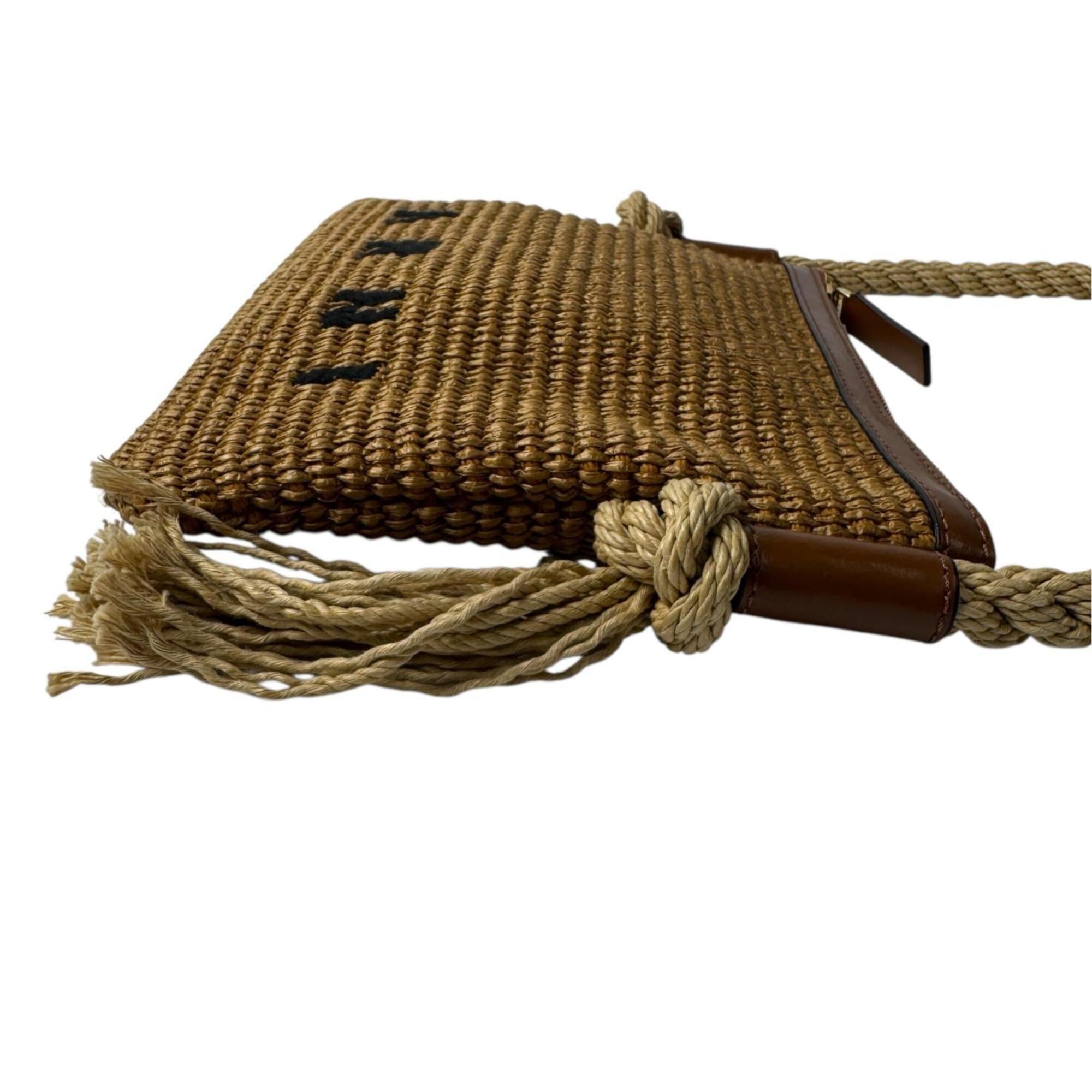 Marni Brown Raffia Cotton Leather Shoulder Bag (Pre-Owned)