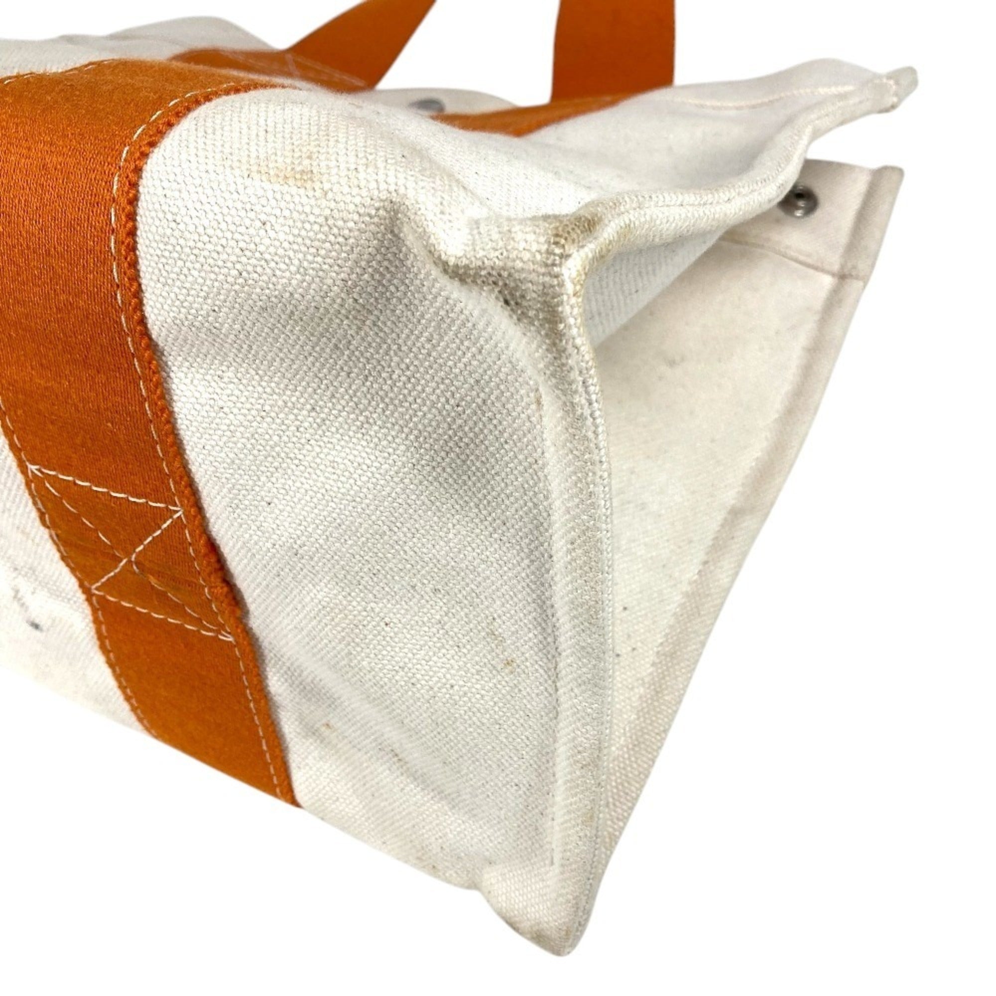 Hermes Ivory Orange Canvas Handbag Tote Bag (Pre-Owned)