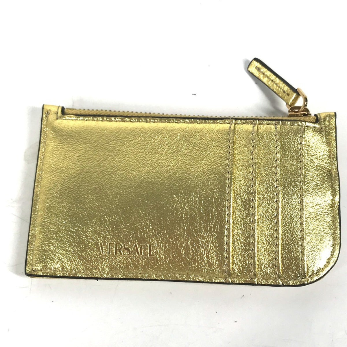 Versace Gold Leather Coin Purse/Coin Case (Pre-Owned)