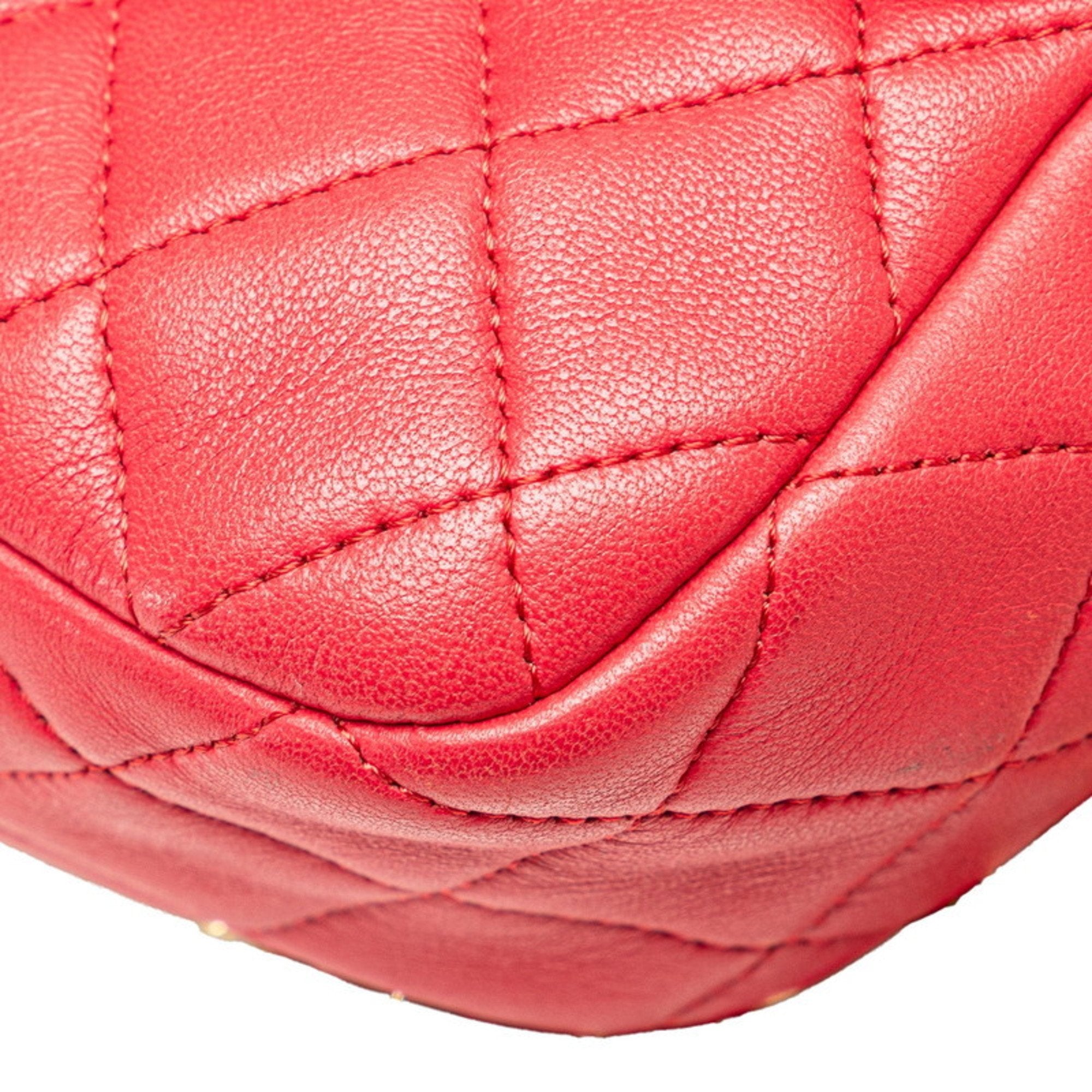 Chanel Red Color Leather Backpack (Pre-Owned)