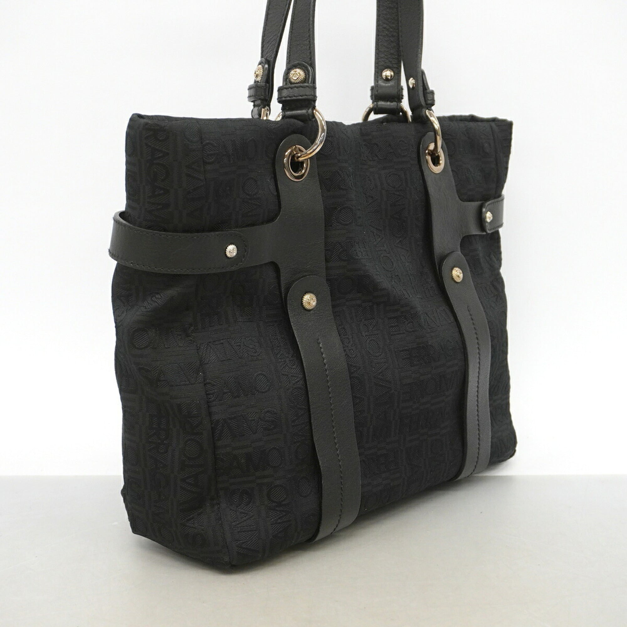 Salvatore Ferragamo Black Canvas Tote Bag (Pre-Owned)