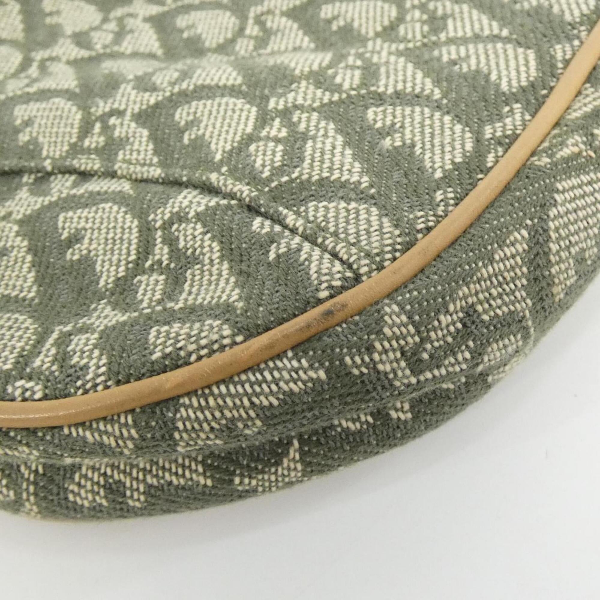 Christian Dior Green Green Canvas Shoulder Bag (Pre-Owned)