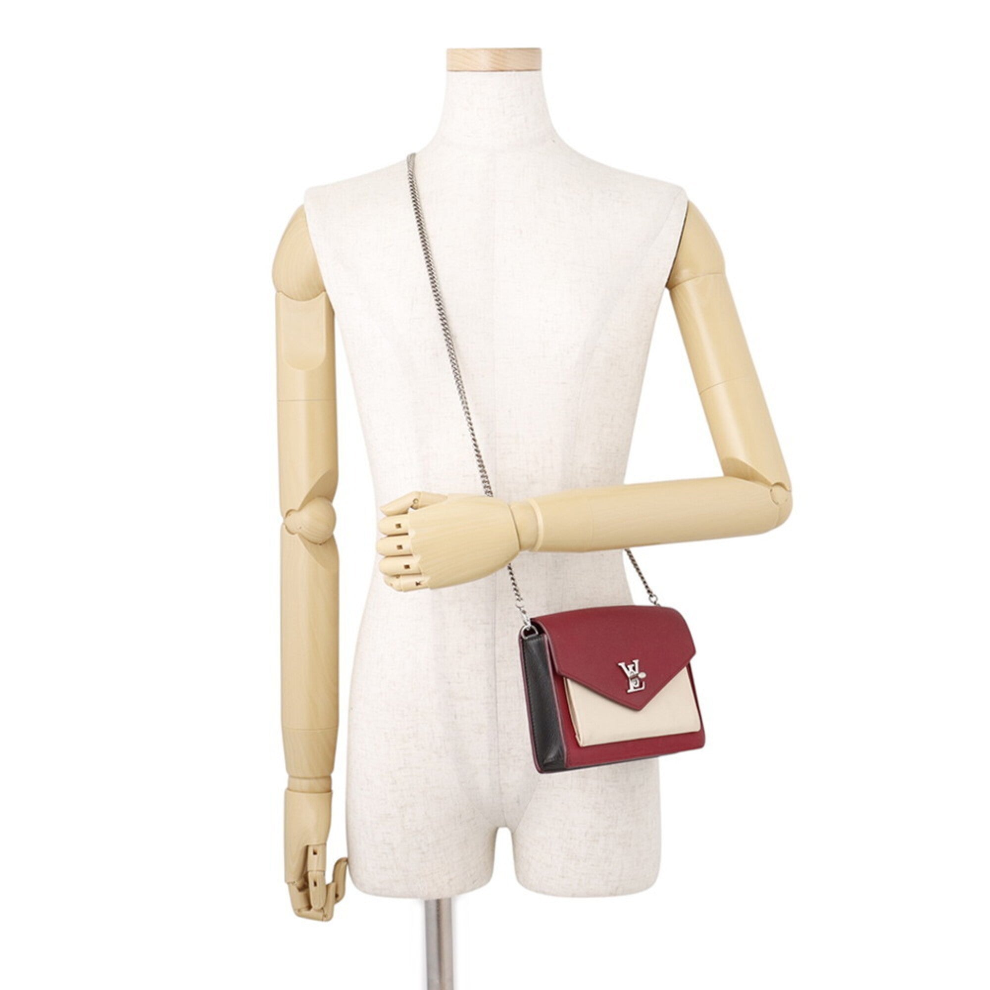 Louis Vuitton Cream Gray Red Color Wine Leather Pochette Shoulder Bag (Pre-Owned)